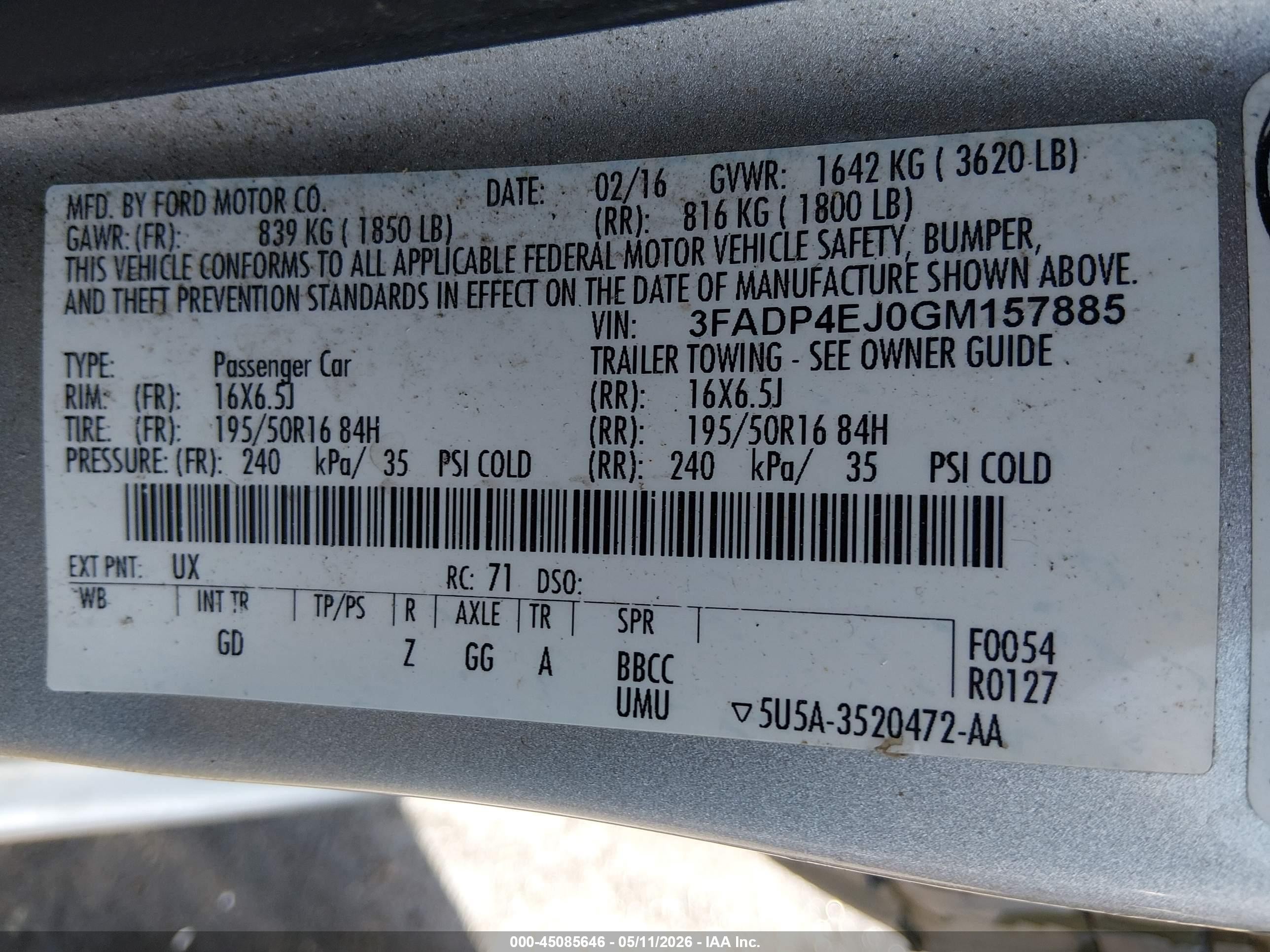 2016 Ford Fiesta Se Gray vin: 3FADP4EJ0GM157885