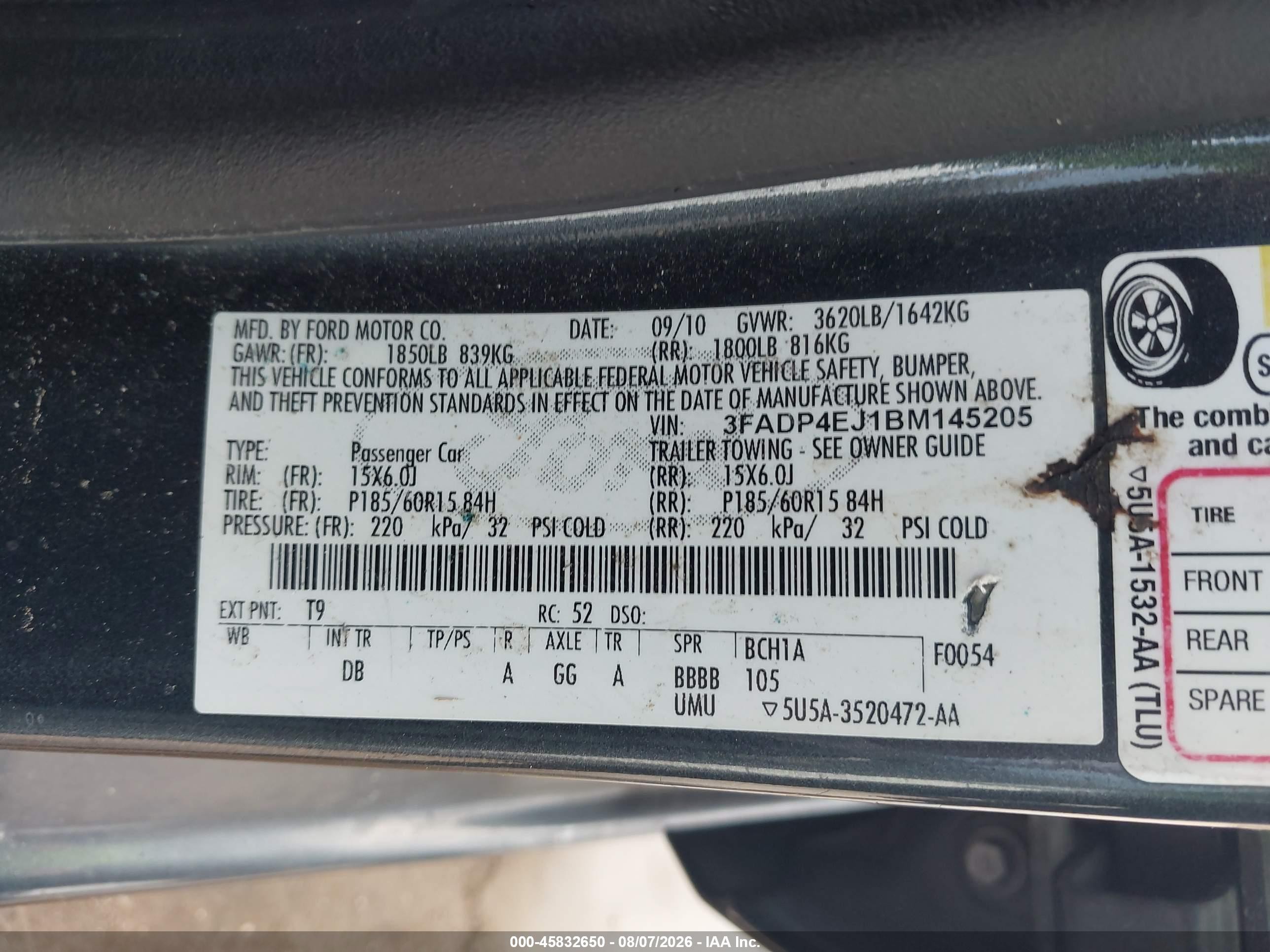 2011 Ford Fiesta Se Blue vin: 3FADP4EJ1BM145205