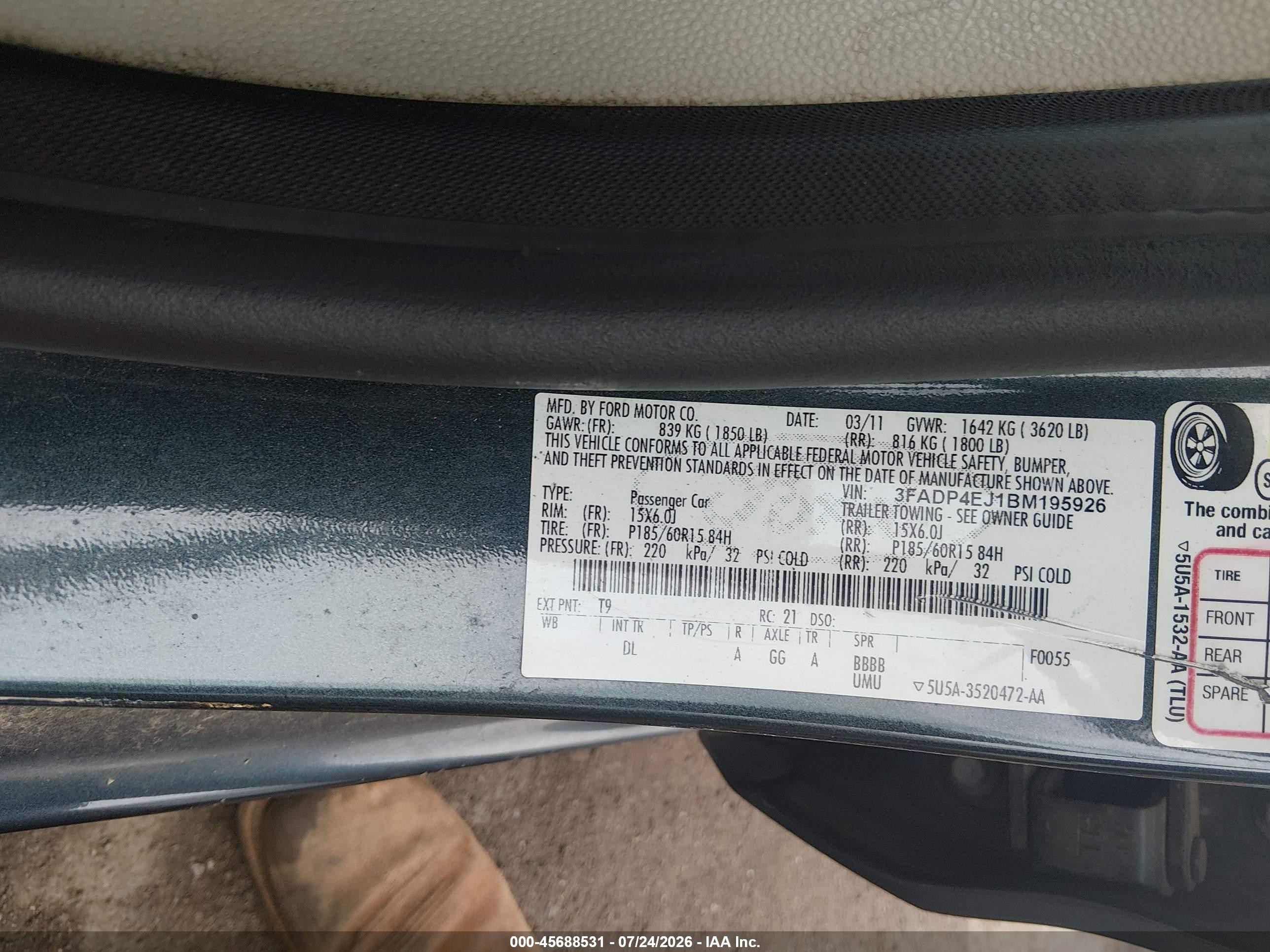 2011 Ford Fiesta Se Синий vin: 3FADP4EJ1BM195926