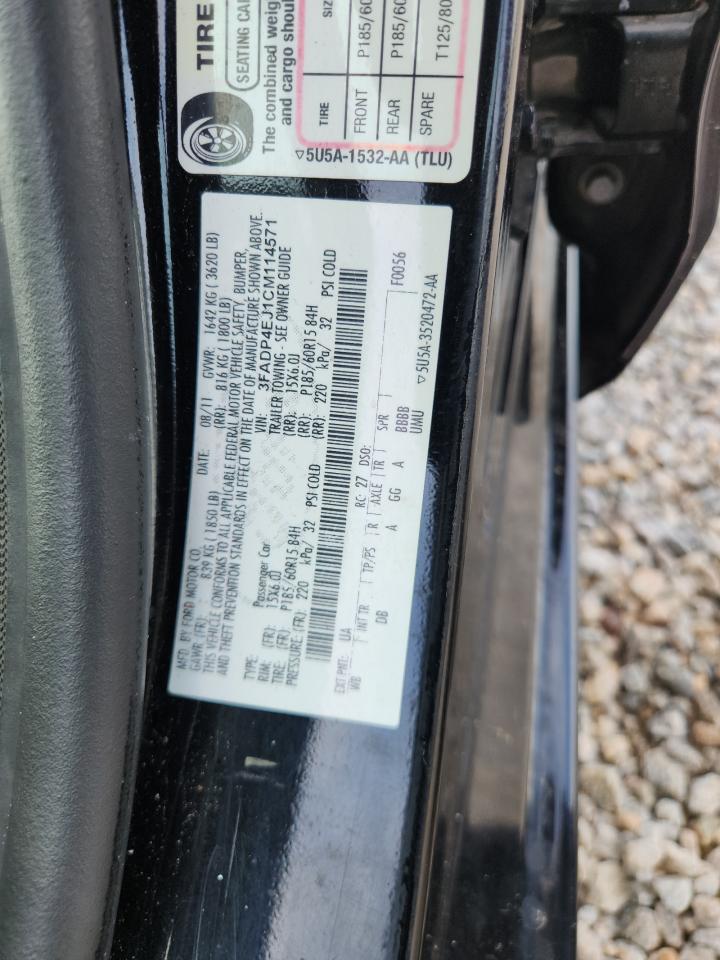 2012 Ford Fiesta Se Black vin: 3FADP4EJ1CM114571