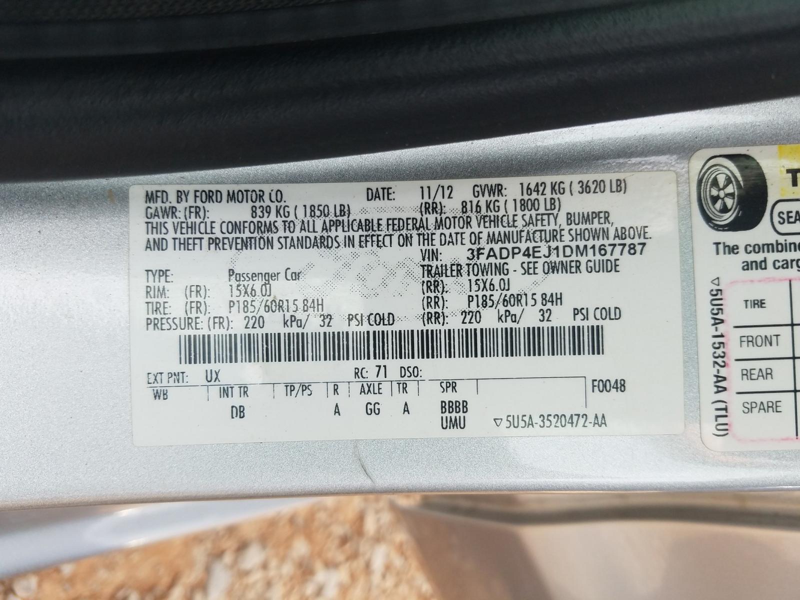 2013 Ford Fiesta Se Silver vin: 3FADP4EJ1DM167787