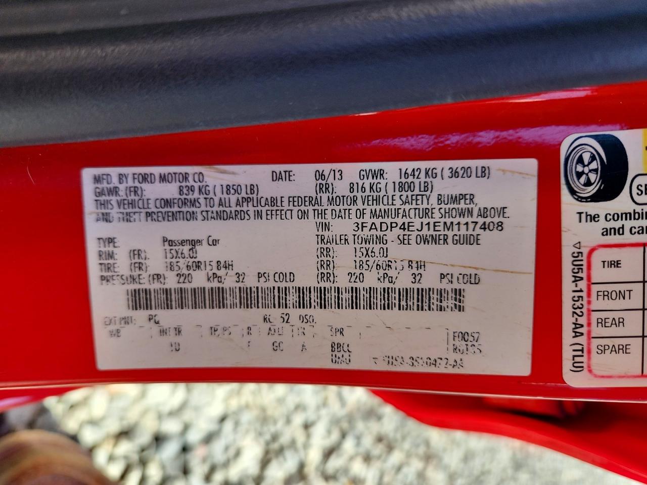2014 Ford Fiesta Se Red vin: 3FADP4EJ1EM117408