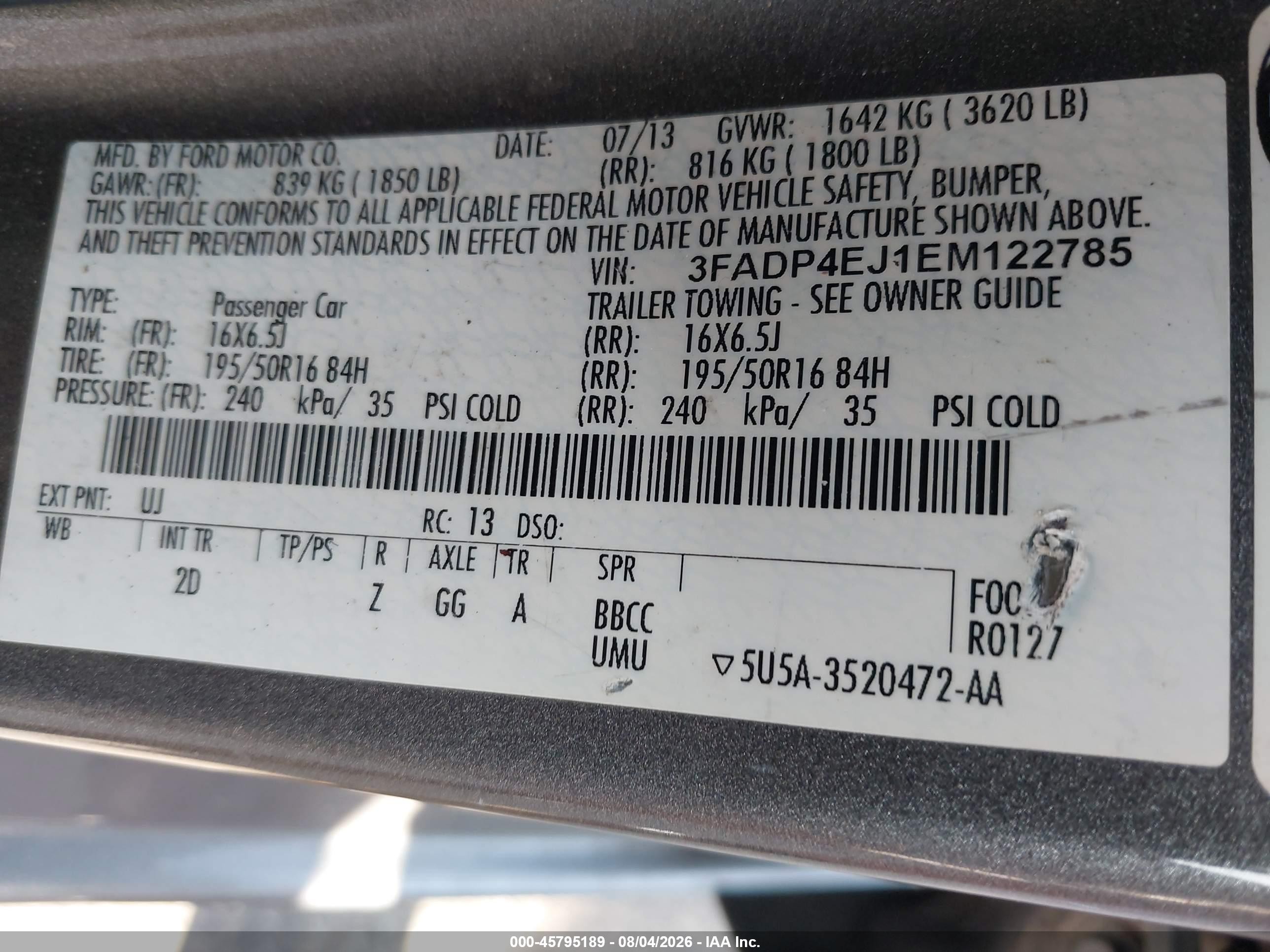 2014 Ford Fiesta Se Gray vin: 3FADP4EJ1EM122785