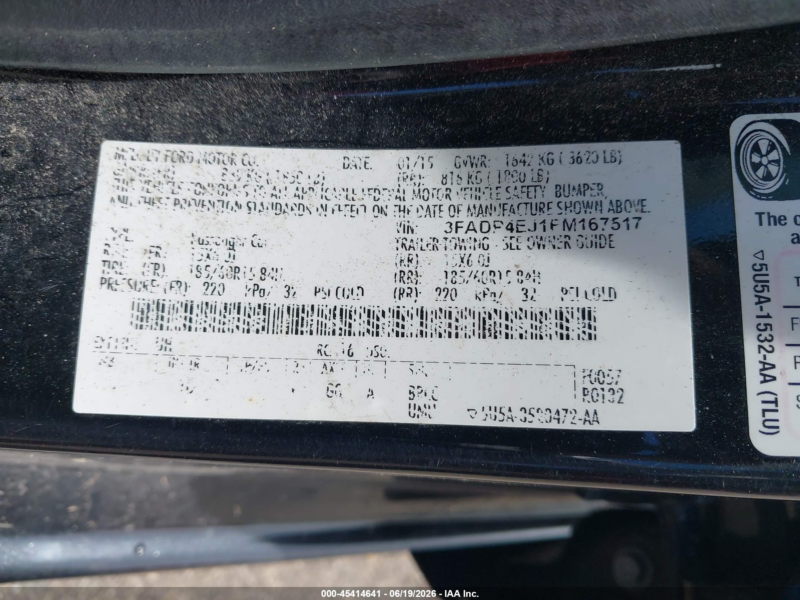 2015 Ford Fiesta Se Black vin: 3FADP4EJ1FM167517