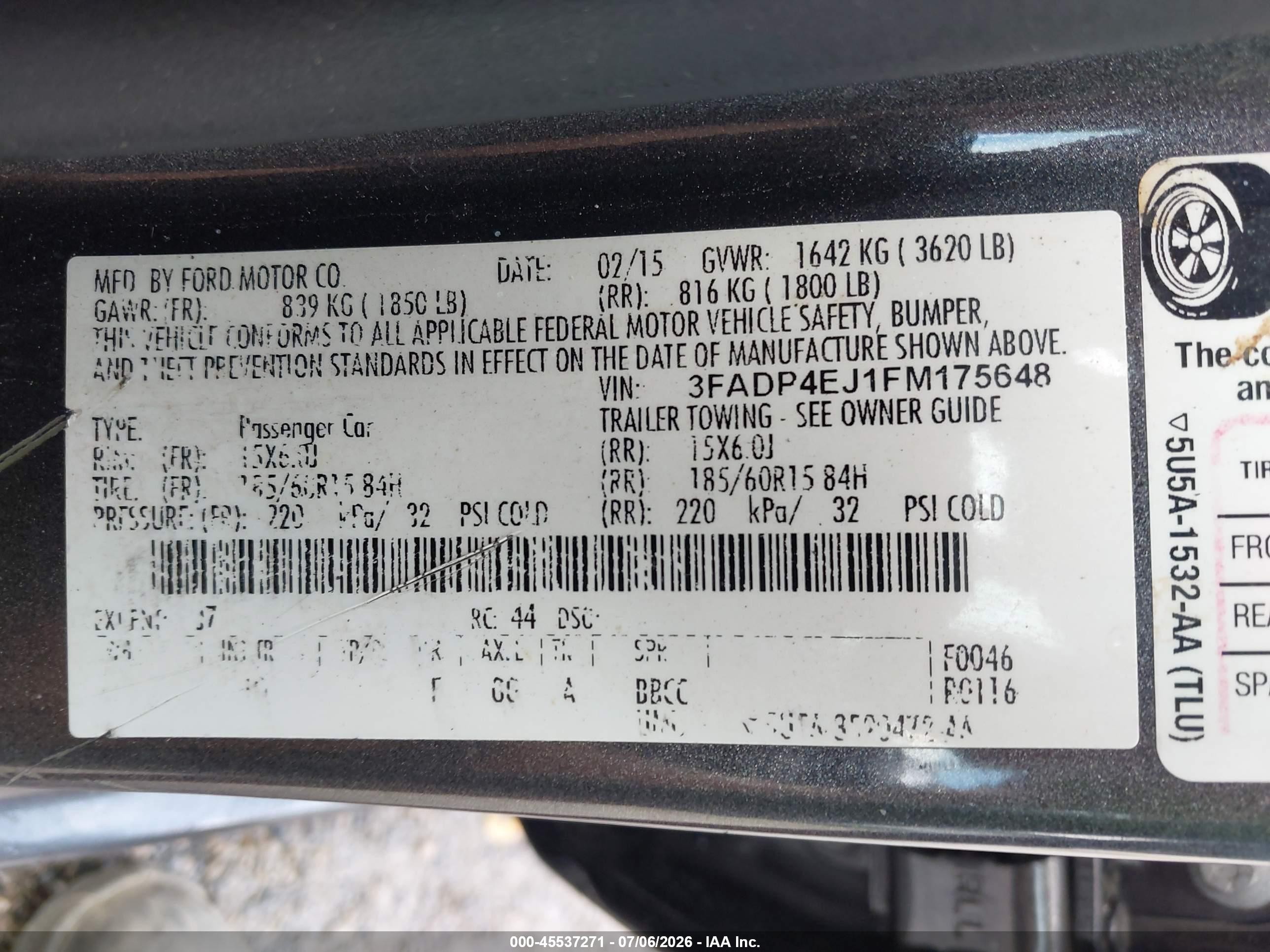 2015 Ford Fiesta Se Gray vin: 3FADP4EJ1FM175648