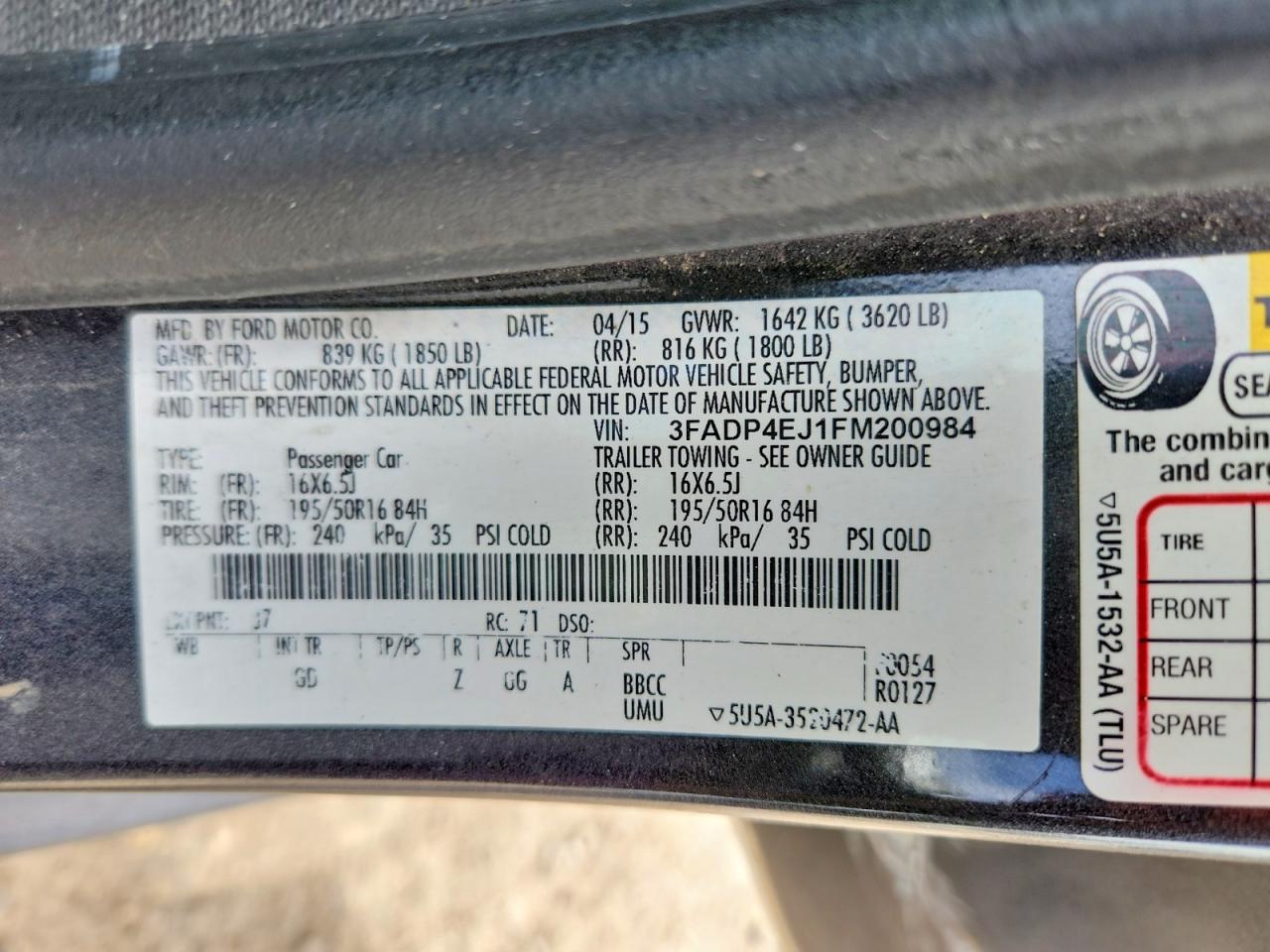 2015 Ford Fiesta Se Gray vin: 3FADP4EJ1FM200984