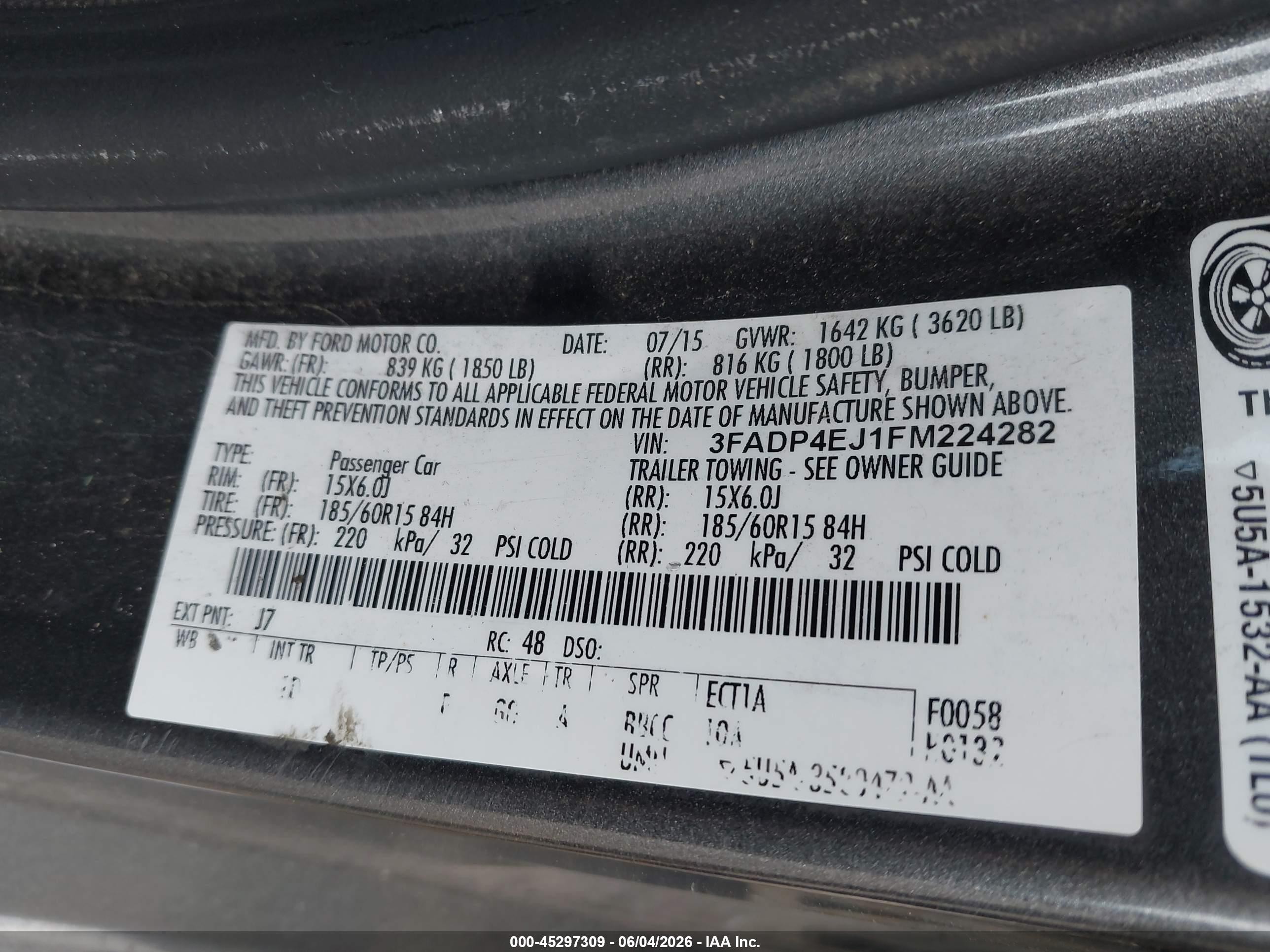 2015 Ford Fiesta Se Gray vin: 3FADP4EJ1FM224282