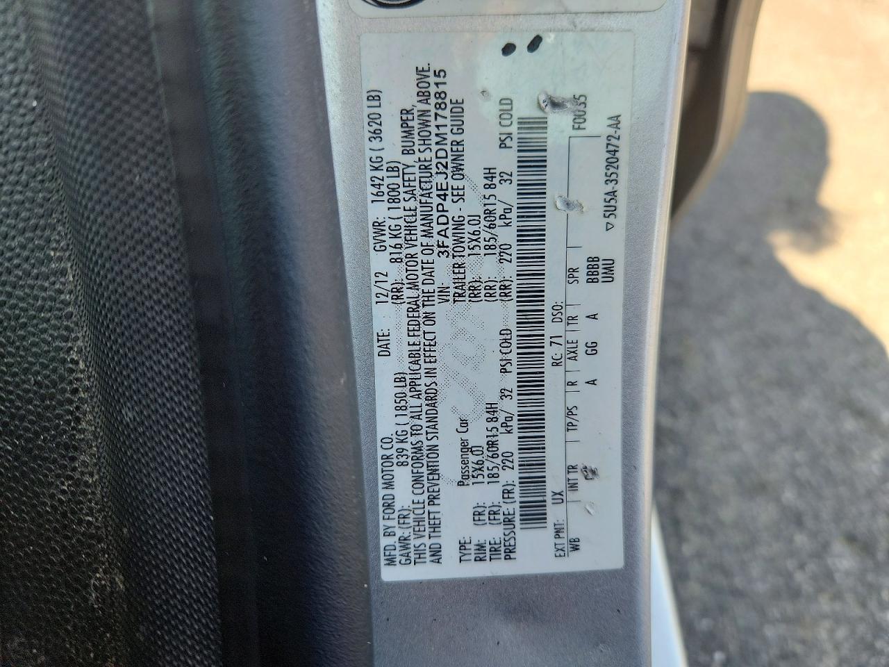 2013 Ford Fiesta Se Silver vin: 3FADP4EJ2DM178815