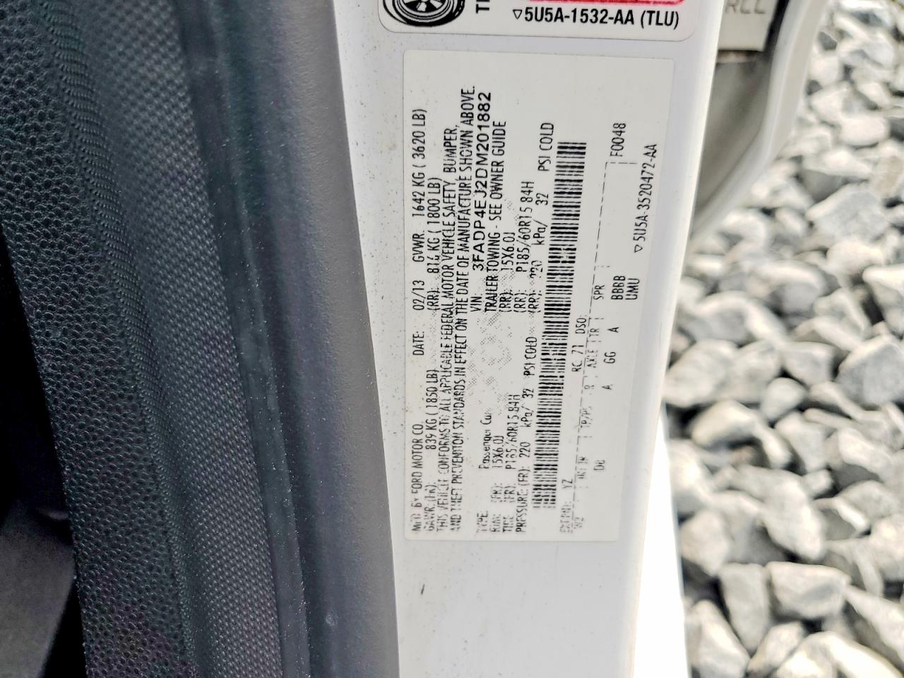 2013 Ford Fiesta Se White vin: 3FADP4EJ2DM201882