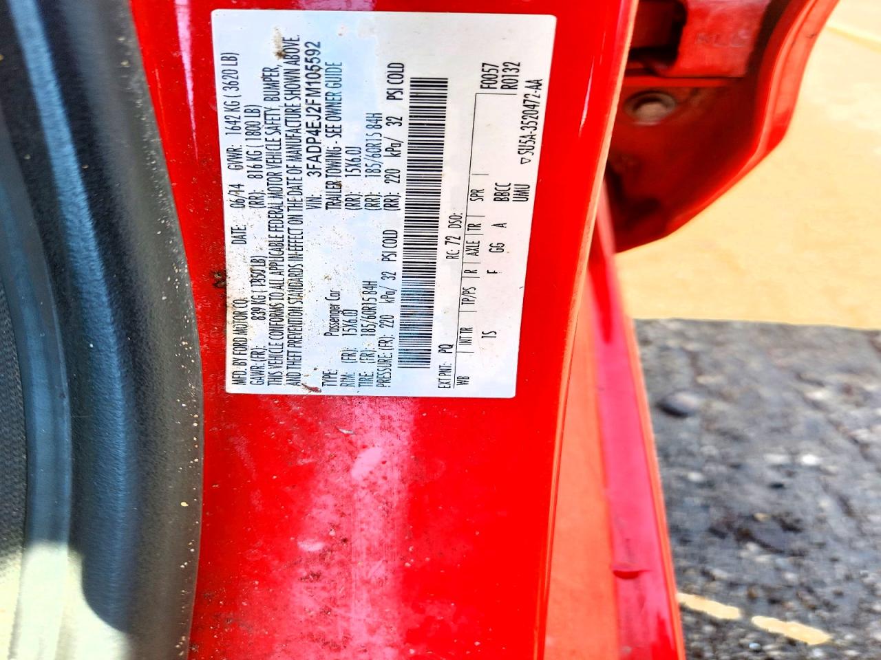 2015 Ford Fiesta Se Red vin: 3FADP4EJ2FM105592