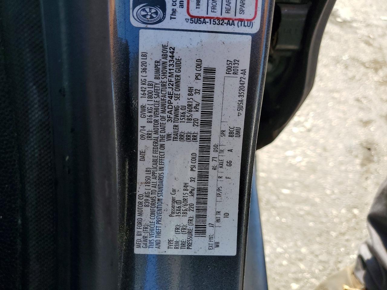 2015 Ford Fiesta Se Угольный vin: 3FADP4EJ2FM133442