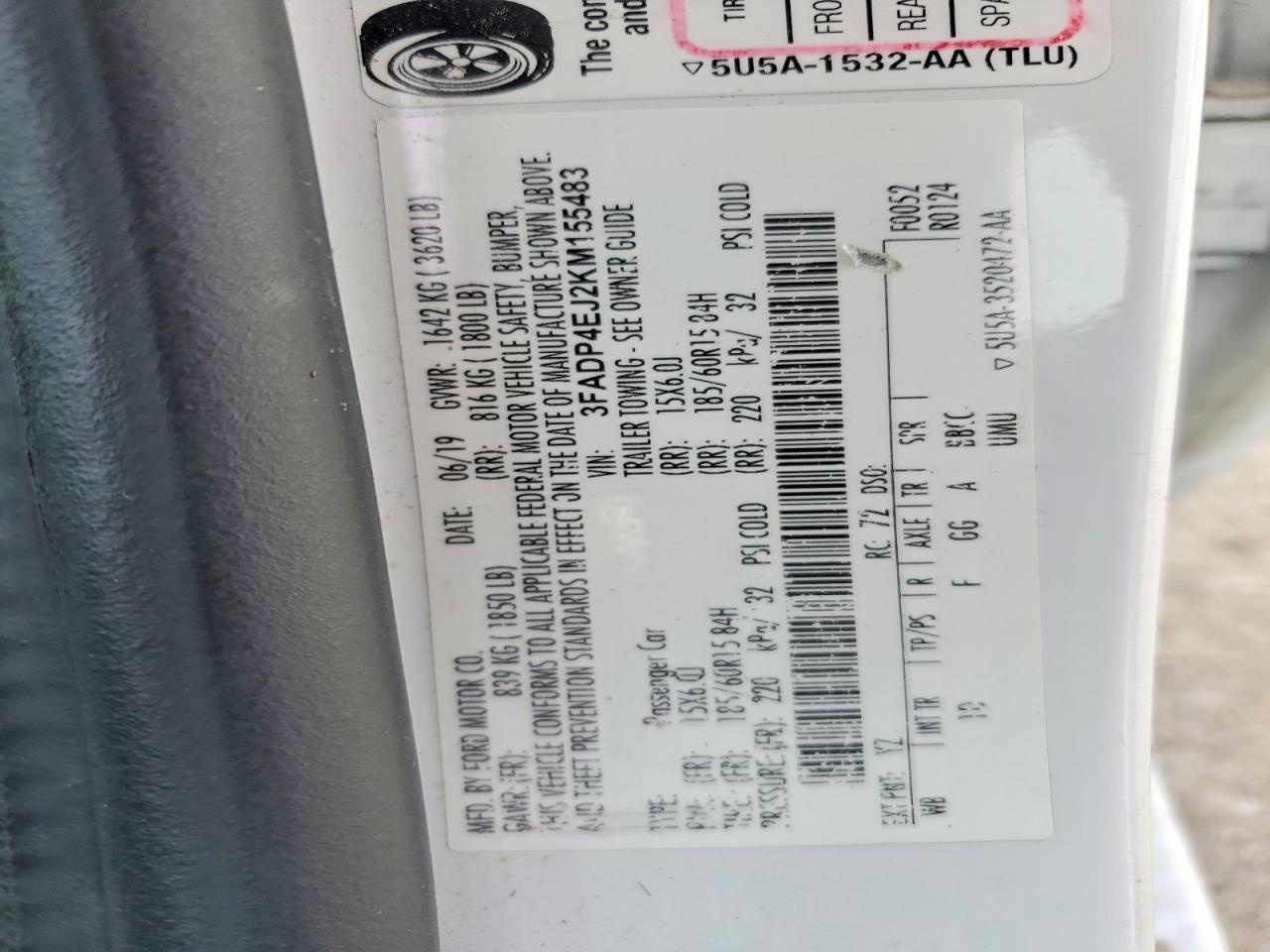 2019 Ford Fiesta Se White vin: 3FADP4EJ2KM155483