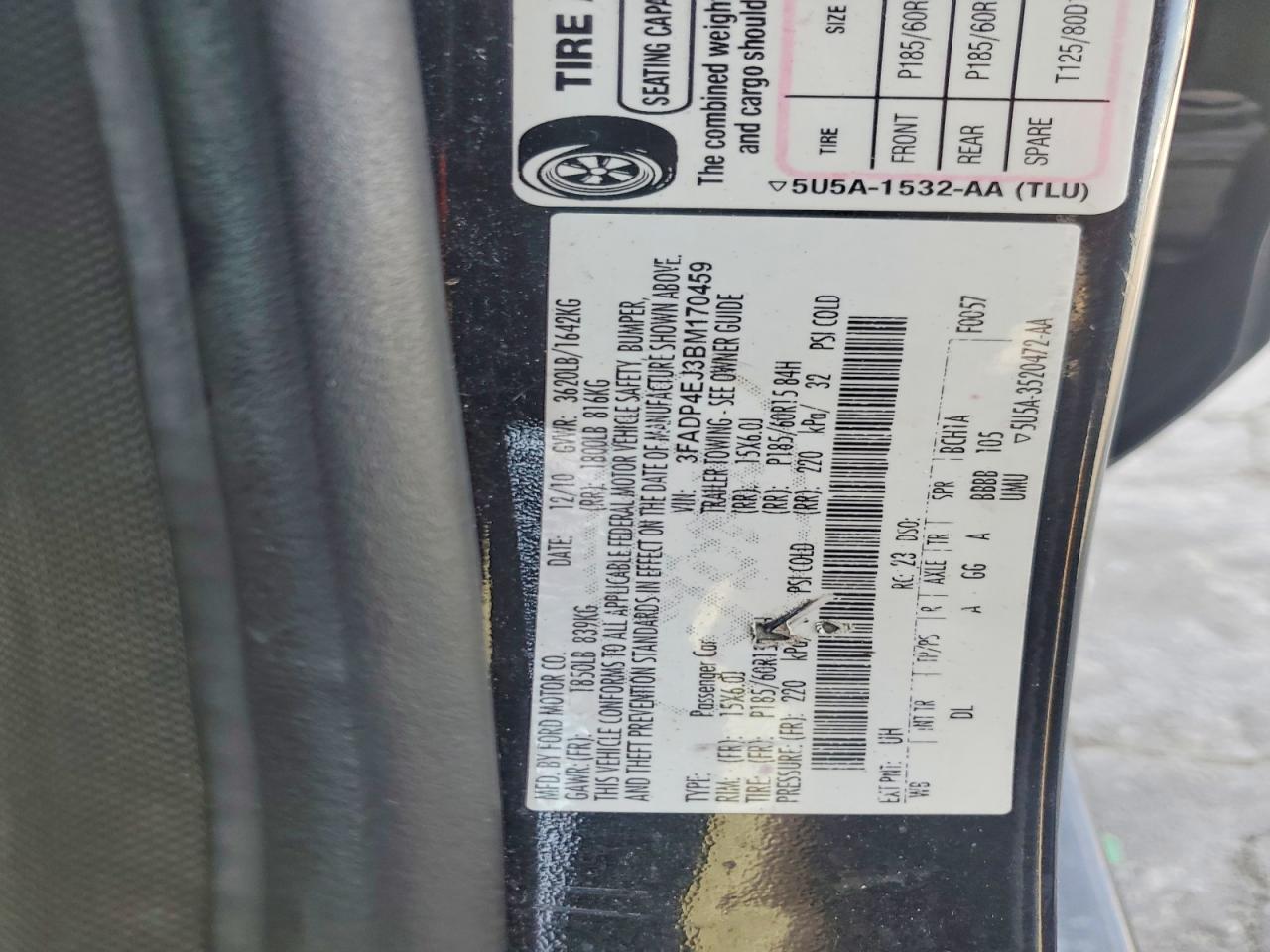 2011 Ford Fiesta Se Charcoal vin: 3FADP4EJ3BM170459