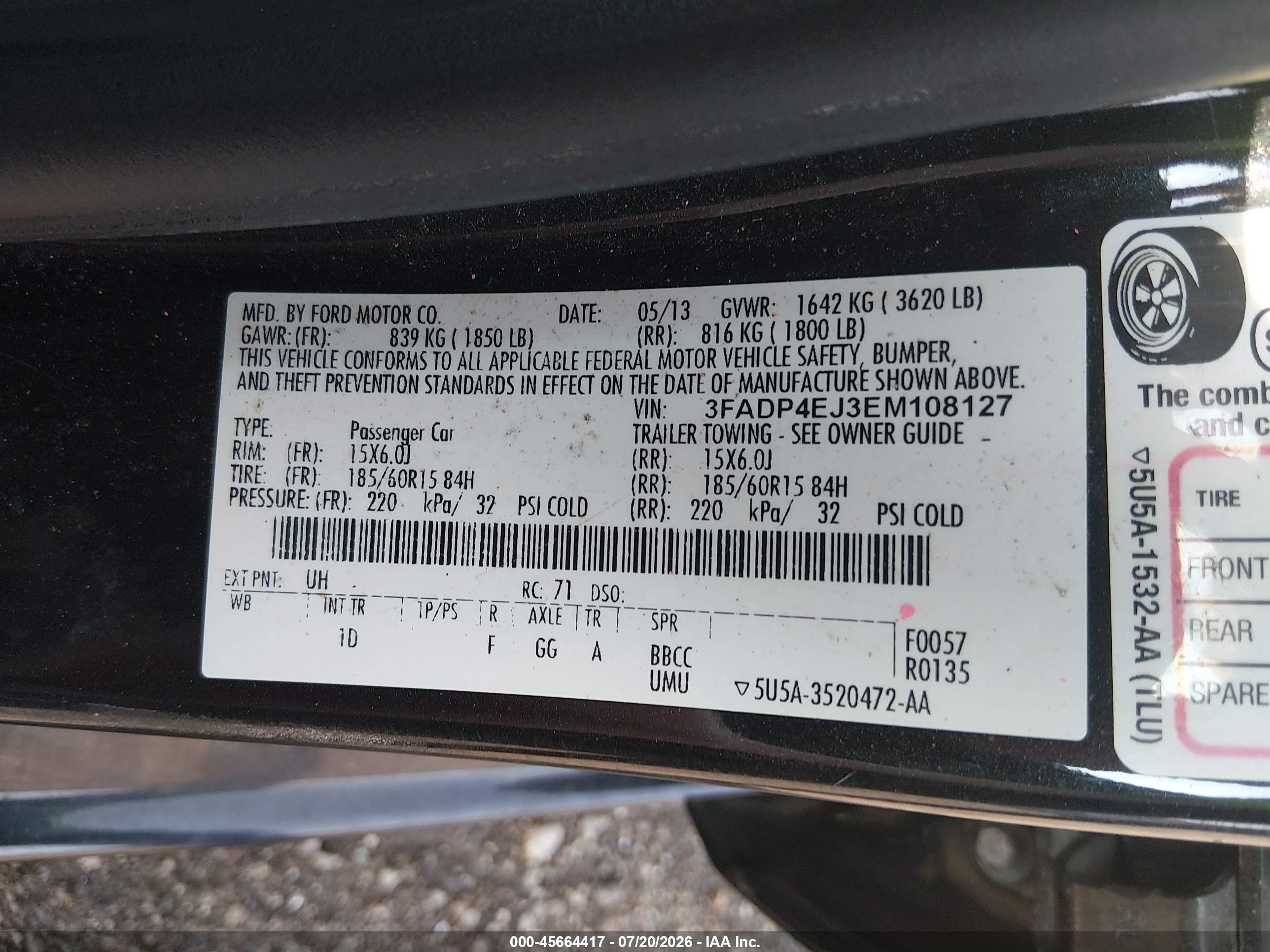 2014 Ford Fiesta Se Black vin: 3FADP4EJ3EM108127