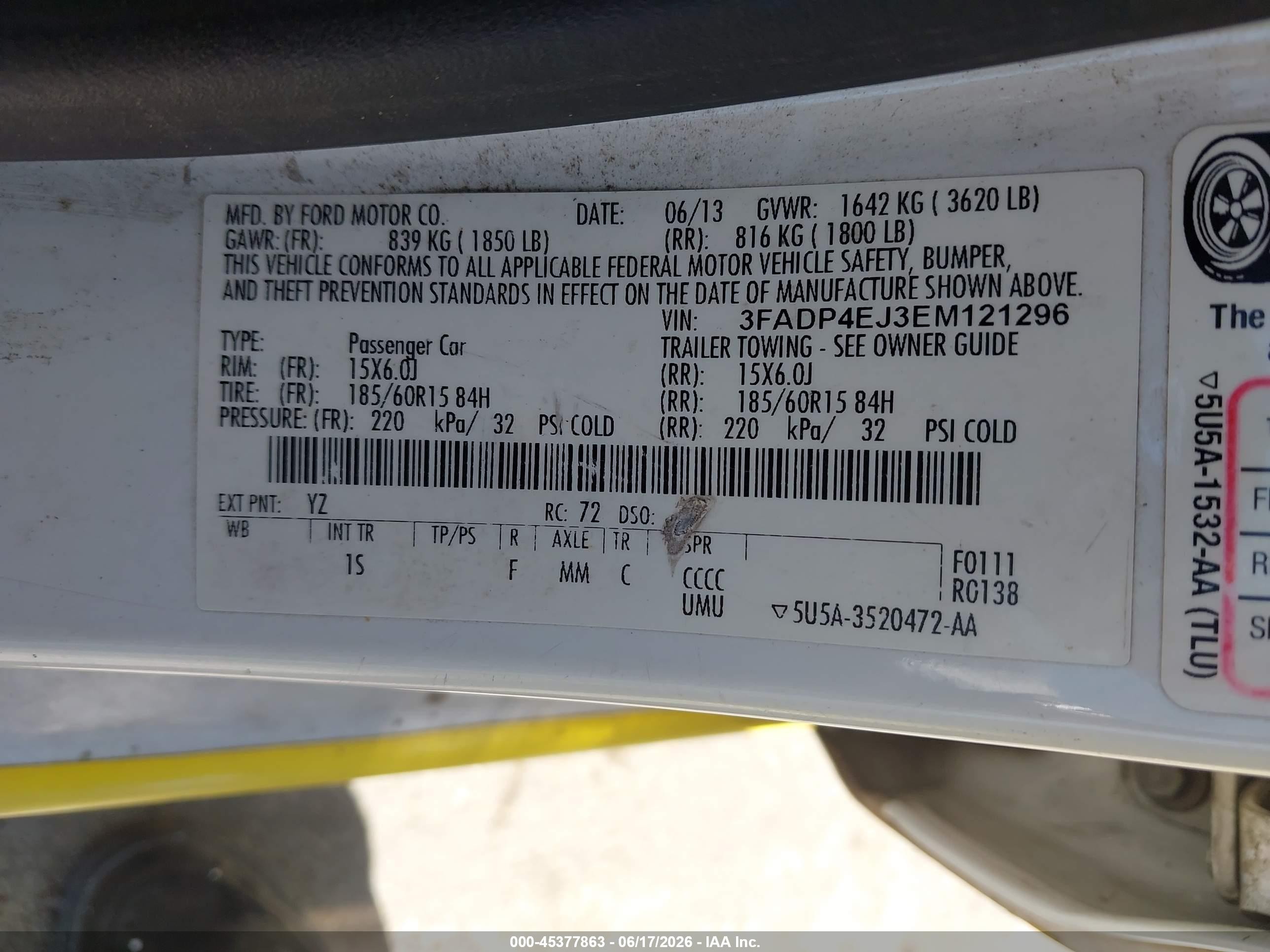 2014 Ford Fiesta Se Белый vin: 3FADP4EJ3EM121296