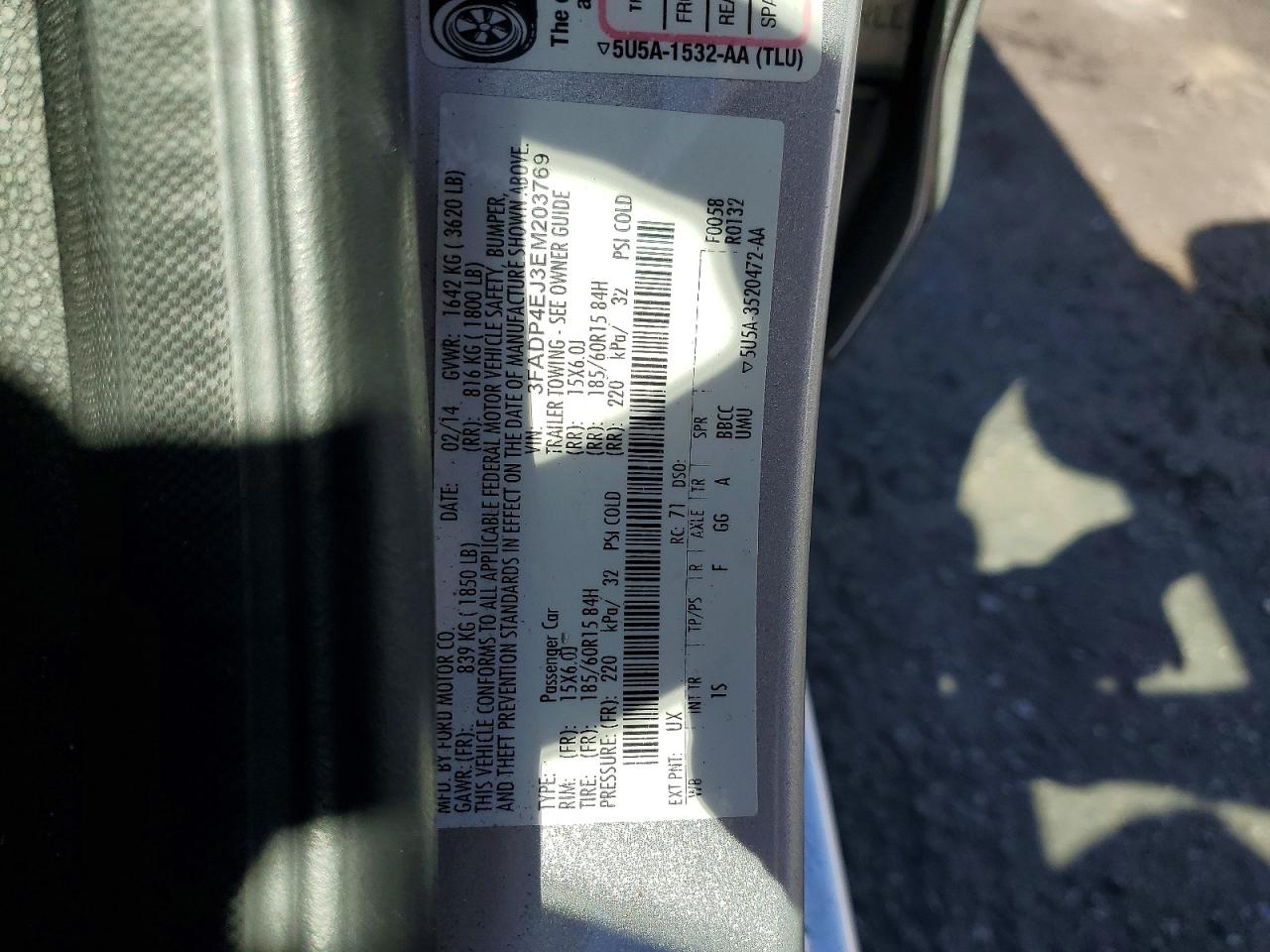 2014 Ford Fiesta Se Silver vin: 3FADP4EJ3EM203769