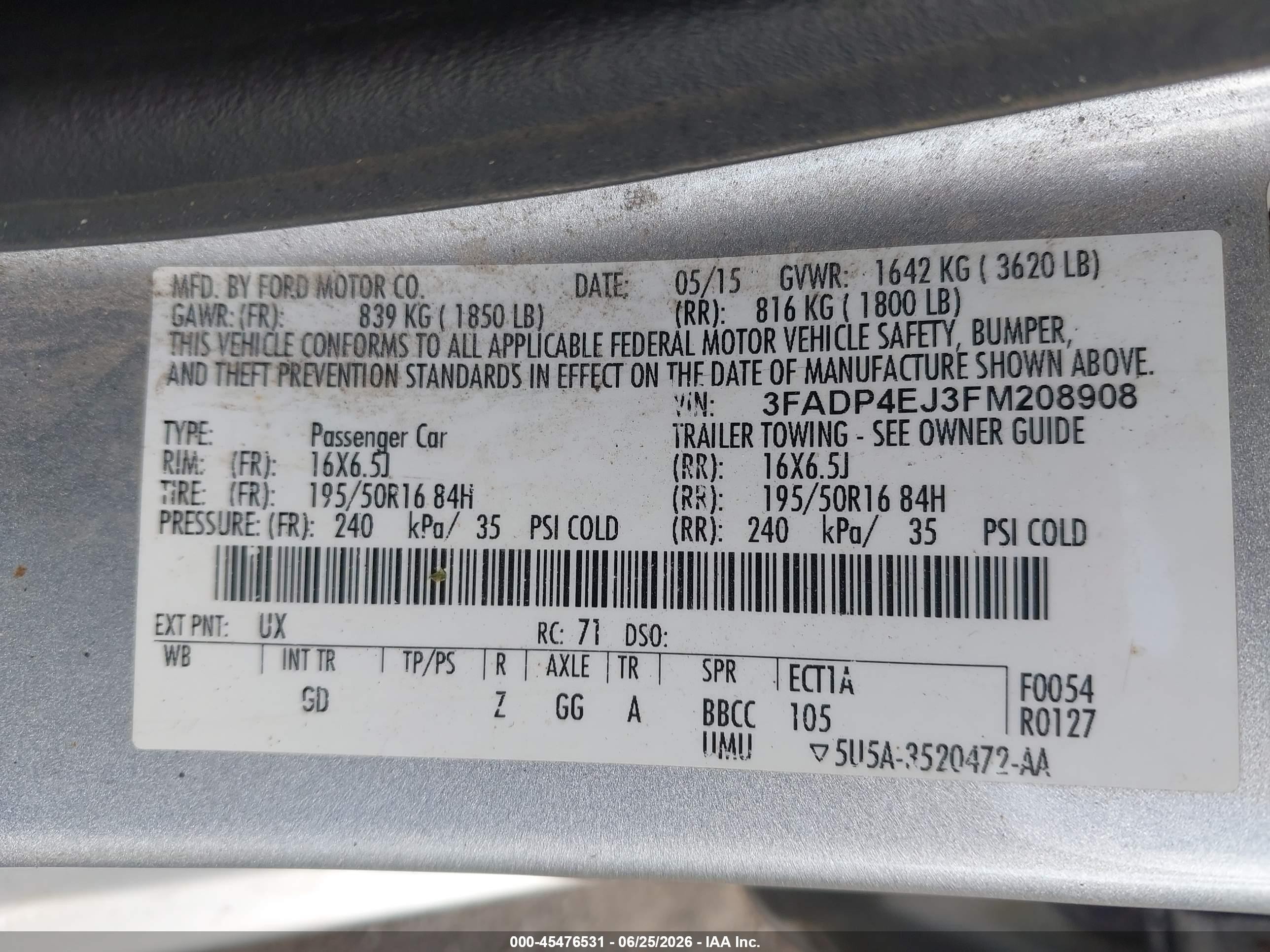 2015 Ford Fiesta Se Silver vin: 3FADP4EJ3FM208908