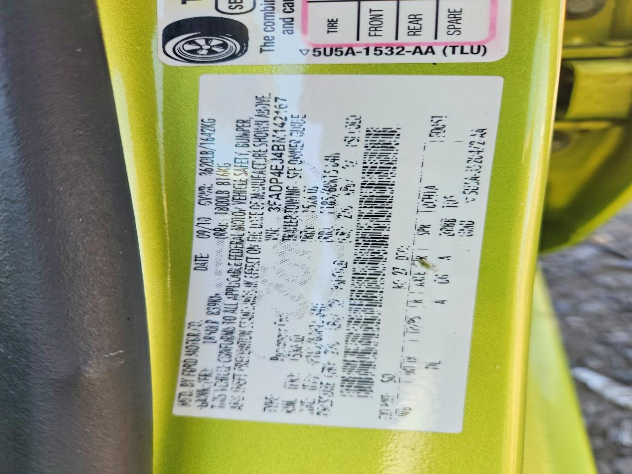 2011 Ford Fiesta Se Зеленый vin: 3FADP4EJ4BM142167
