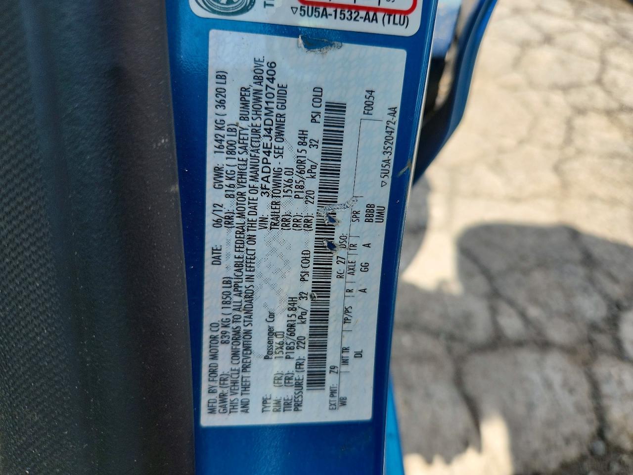 2013 Ford Fiesta Se Blue vin: 3FADP4EJ4DM107406
