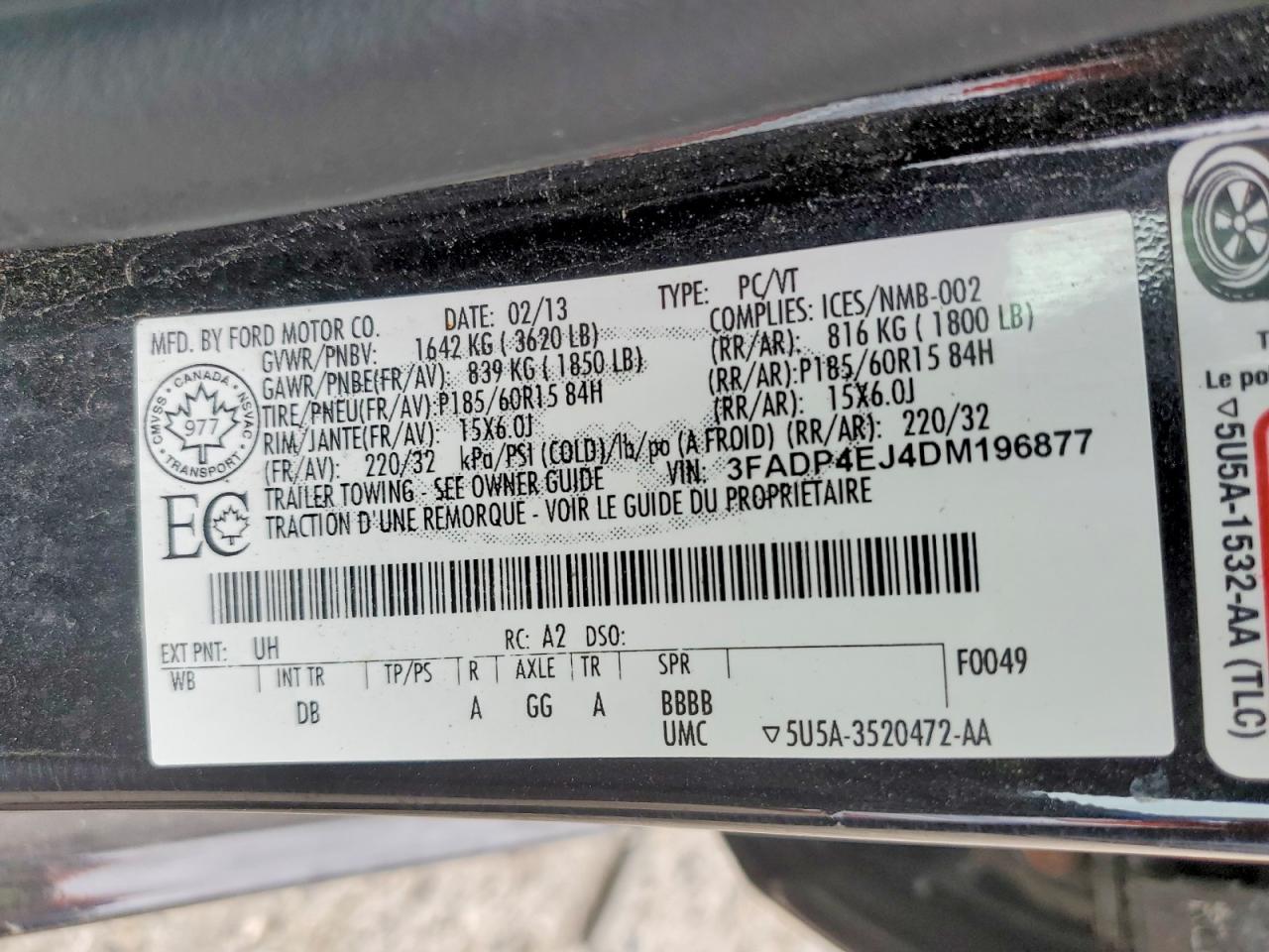 2013 Ford Fiesta Se Black vin: 3FADP4EJ4DM196877