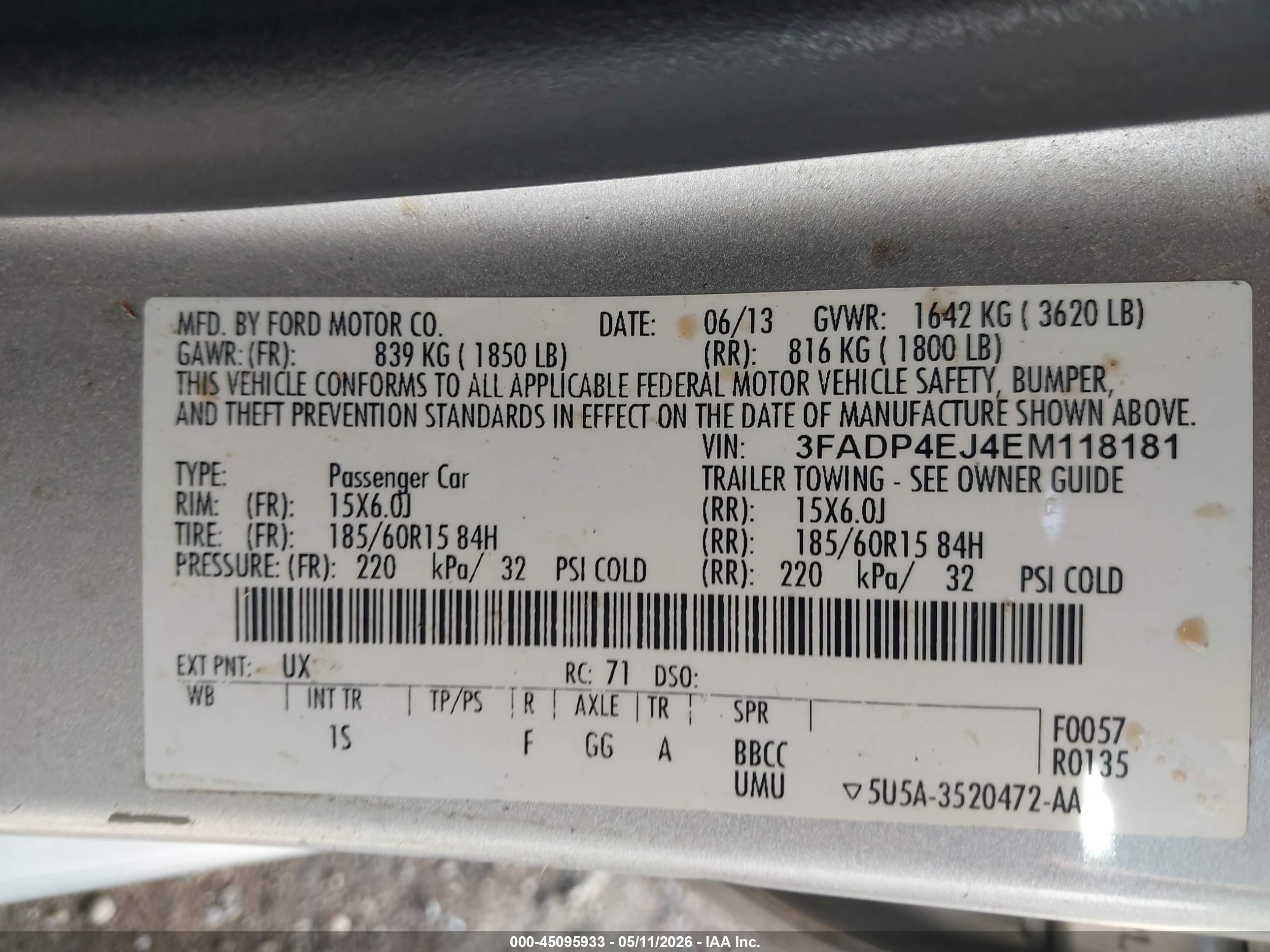2014 Ford Fiesta Se Silver vin: 3FADP4EJ4EM118181