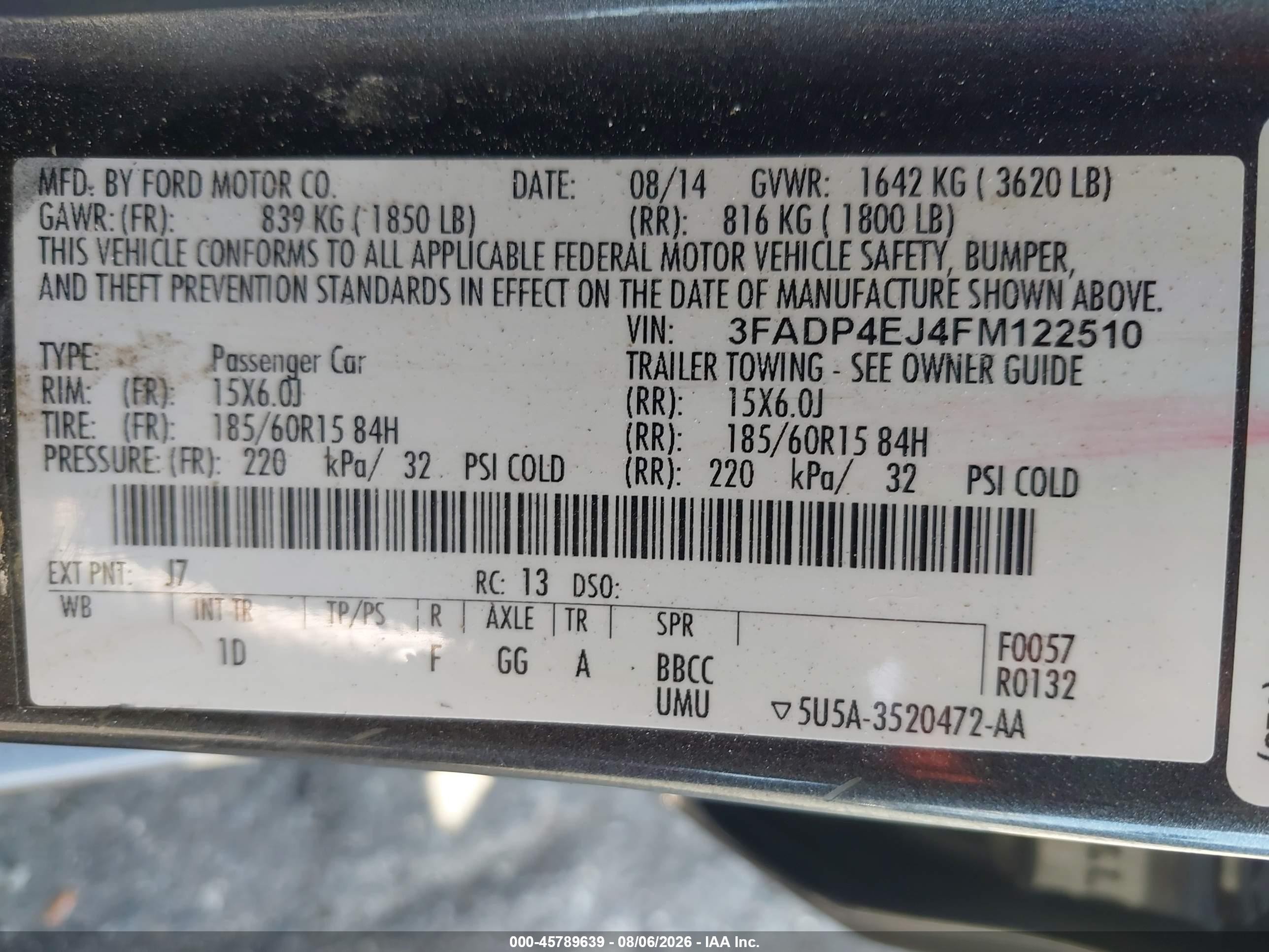2015 Ford Fiesta Se Gray vin: 3FADP4EJ4FM122510