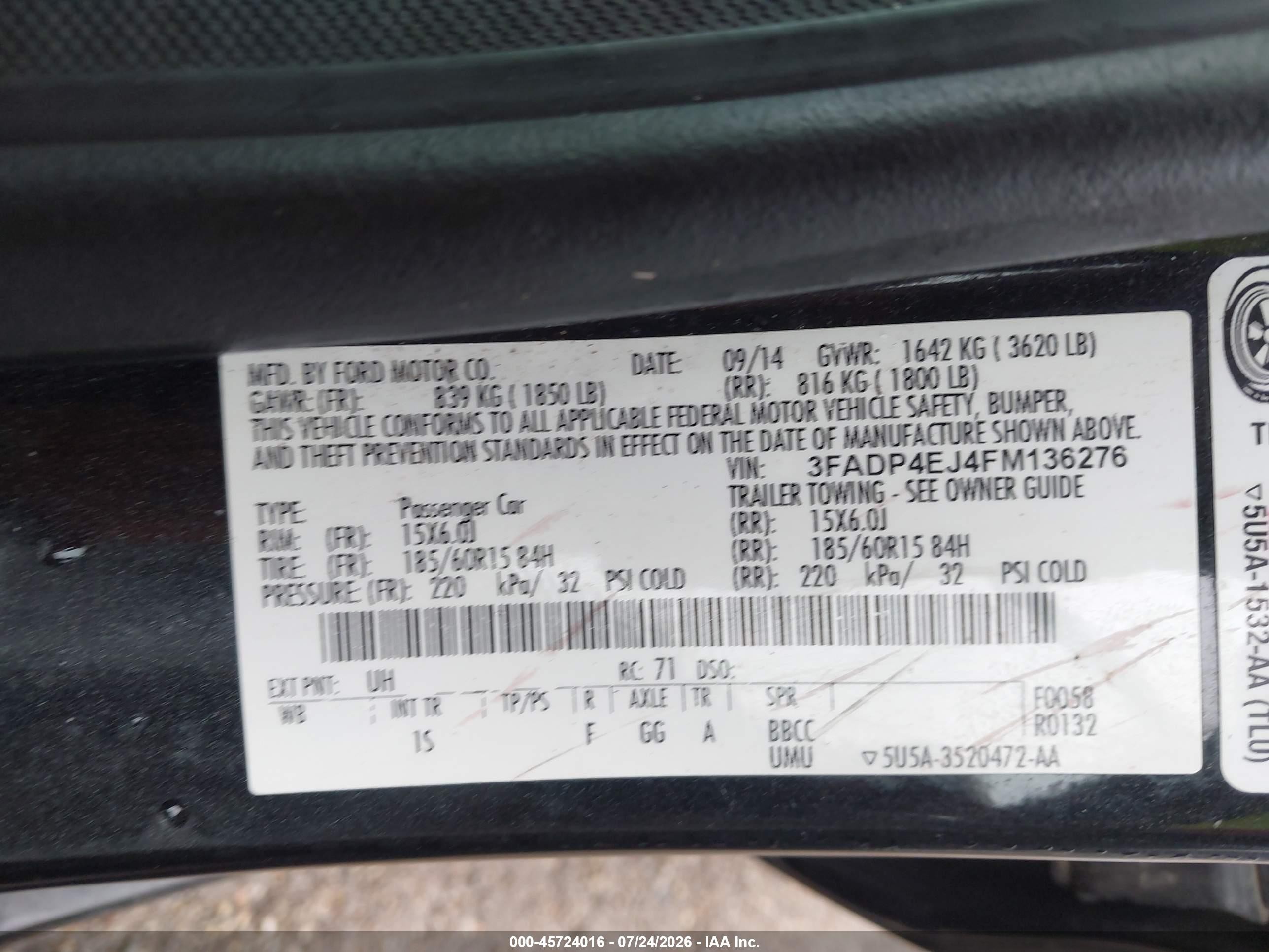 2015 Ford Fiesta Se Черный vin: 3FADP4EJ4FM136276