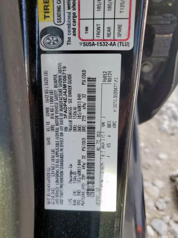 2018 Ford Fiesta Se Black vin: 3FADP4EJ4JM106719