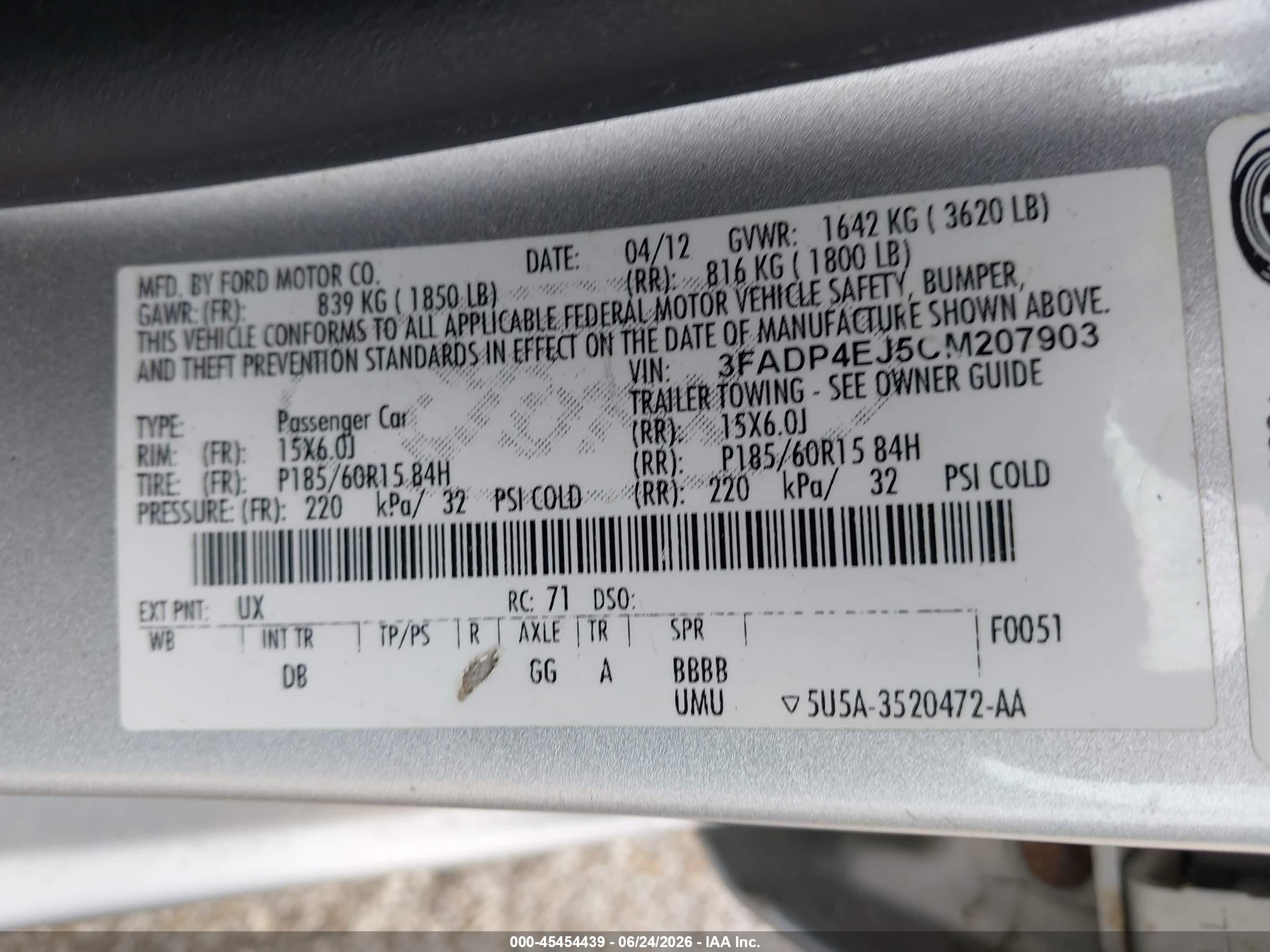 2012 Ford Fiesta Se Silver vin: 3FADP4EJ5CM207903