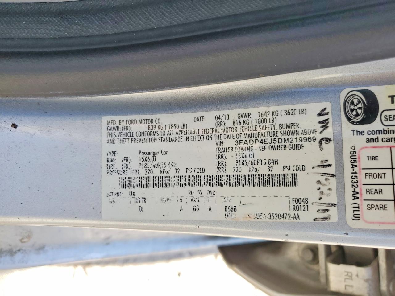 2013 Ford Fiesta Se Silver vin: 3FADP4EJ5DM219969