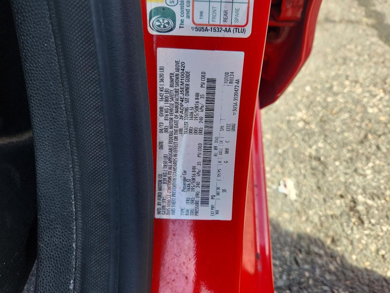 2014 Ford Fiesta Se Red vin: 3FADP4EJ5EM100420