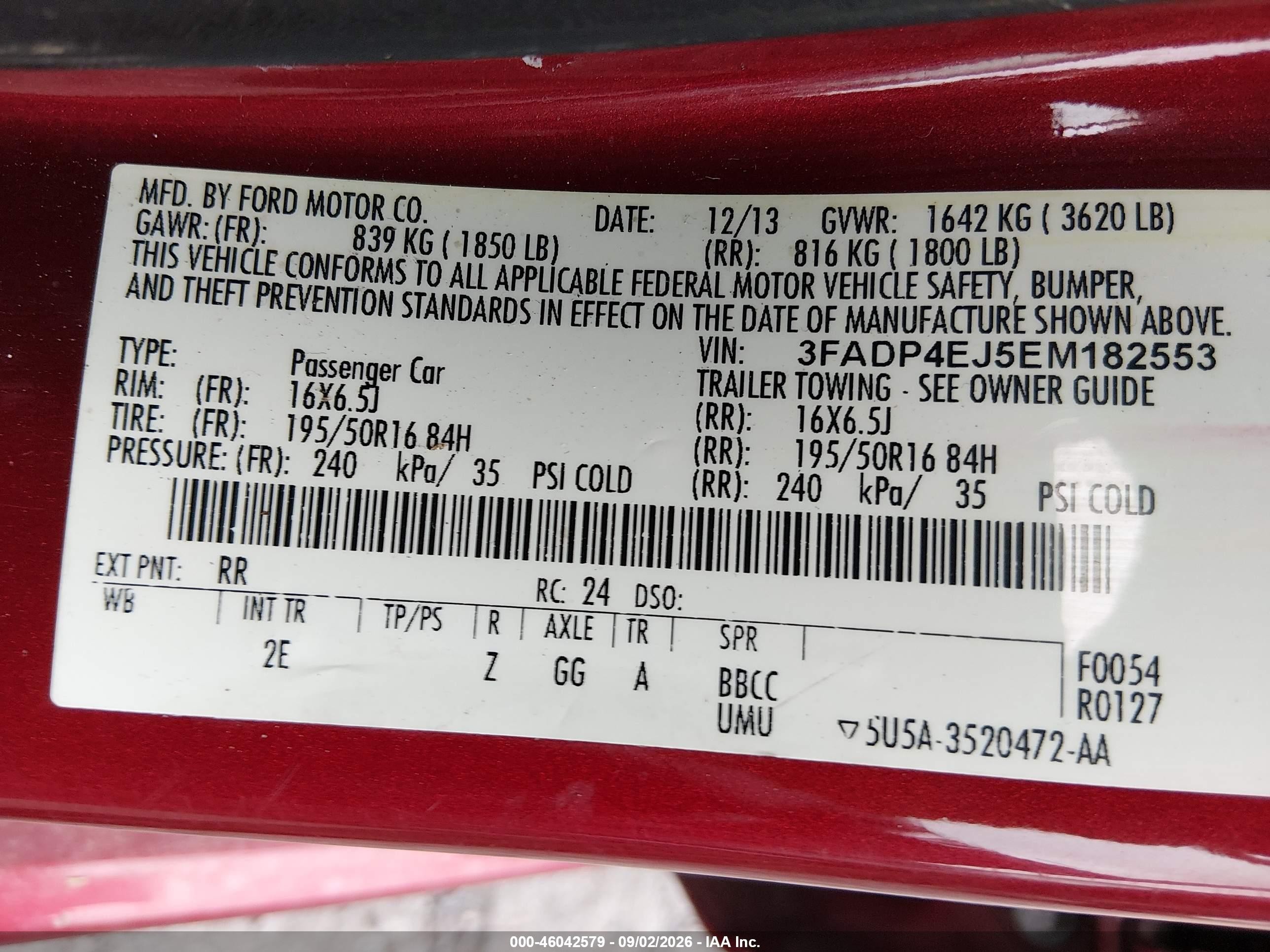 2014 Ford Fiesta Se Red vin: 3FADP4EJ5EM182553