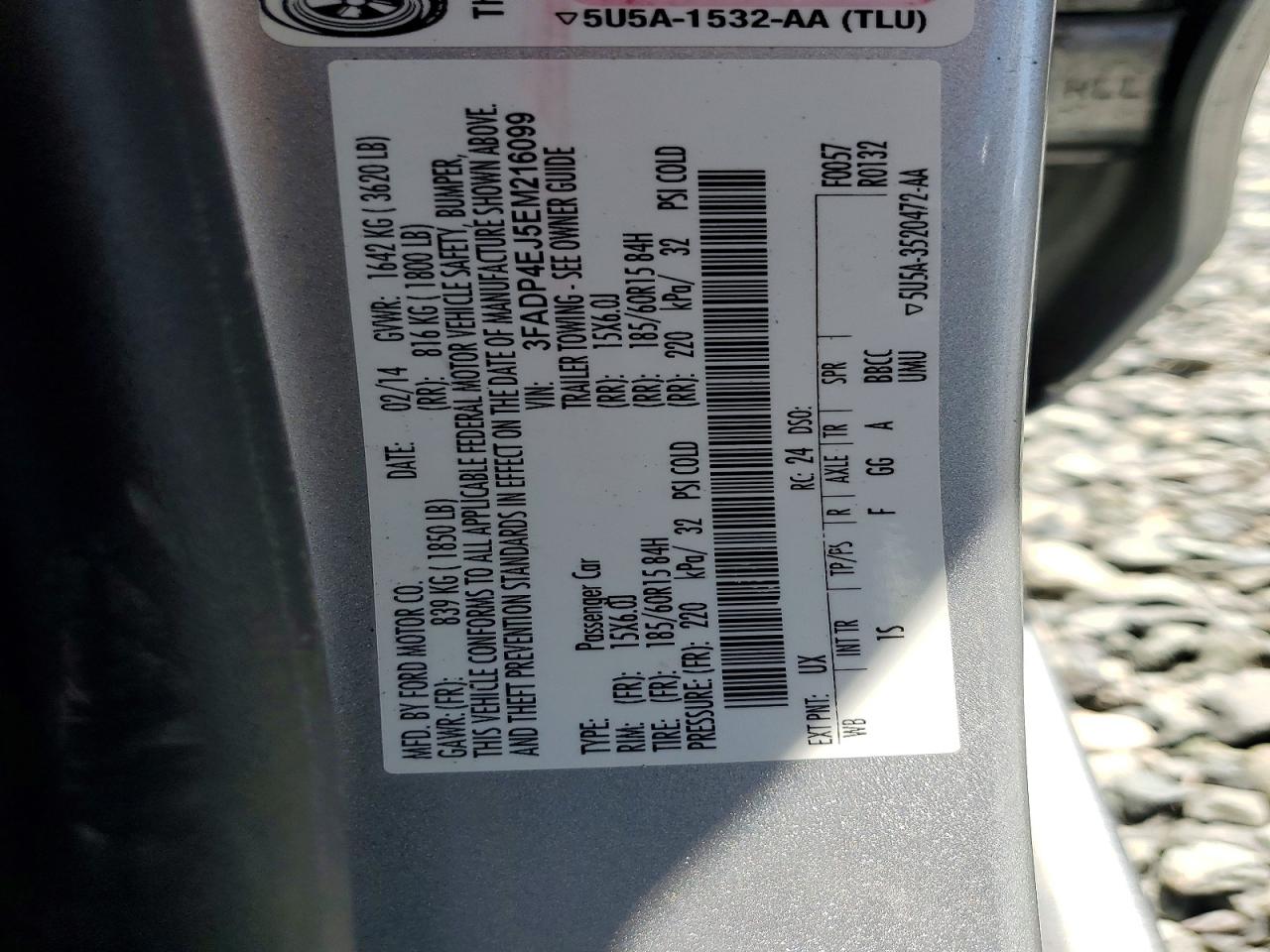 2014 Ford Fiesta Se Silver vin: 3FADP4EJ5EM216099