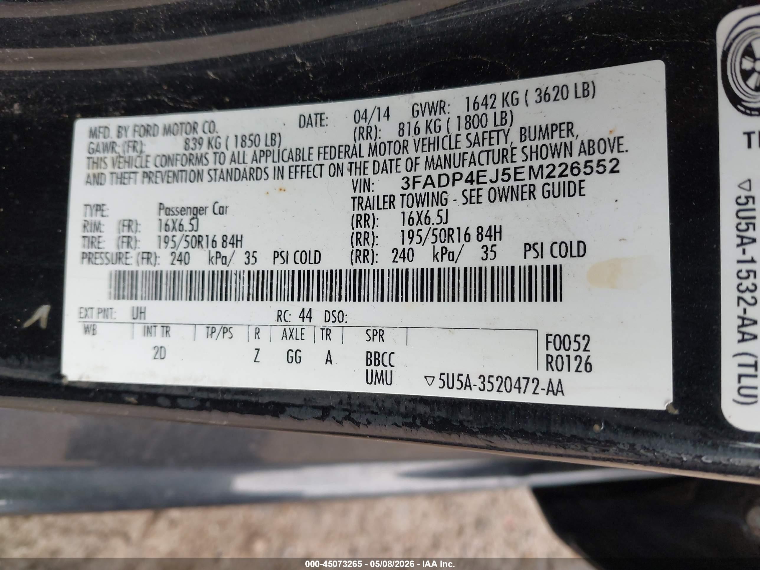 2014 Ford Fiesta Se Black vin: 3FADP4EJ5EM226552