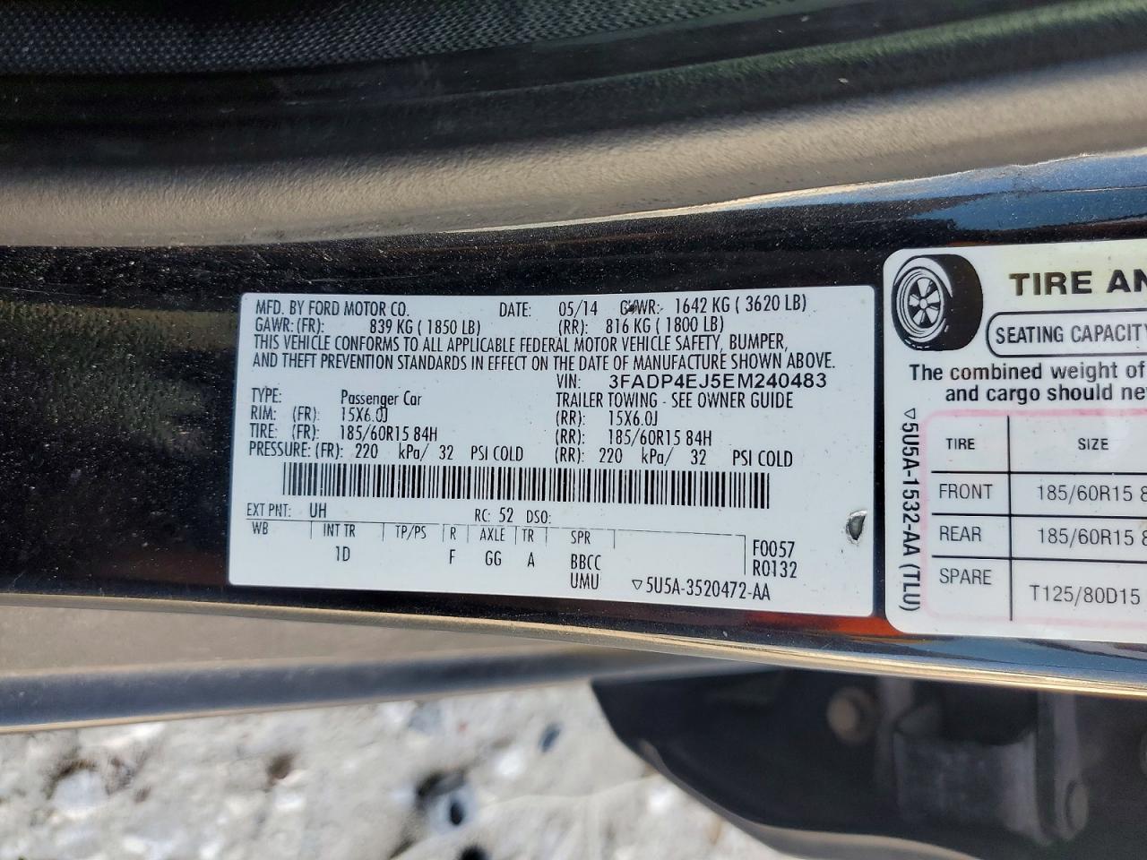2014 Ford Fiesta Se Черный vin: 3FADP4EJ5EM240483
