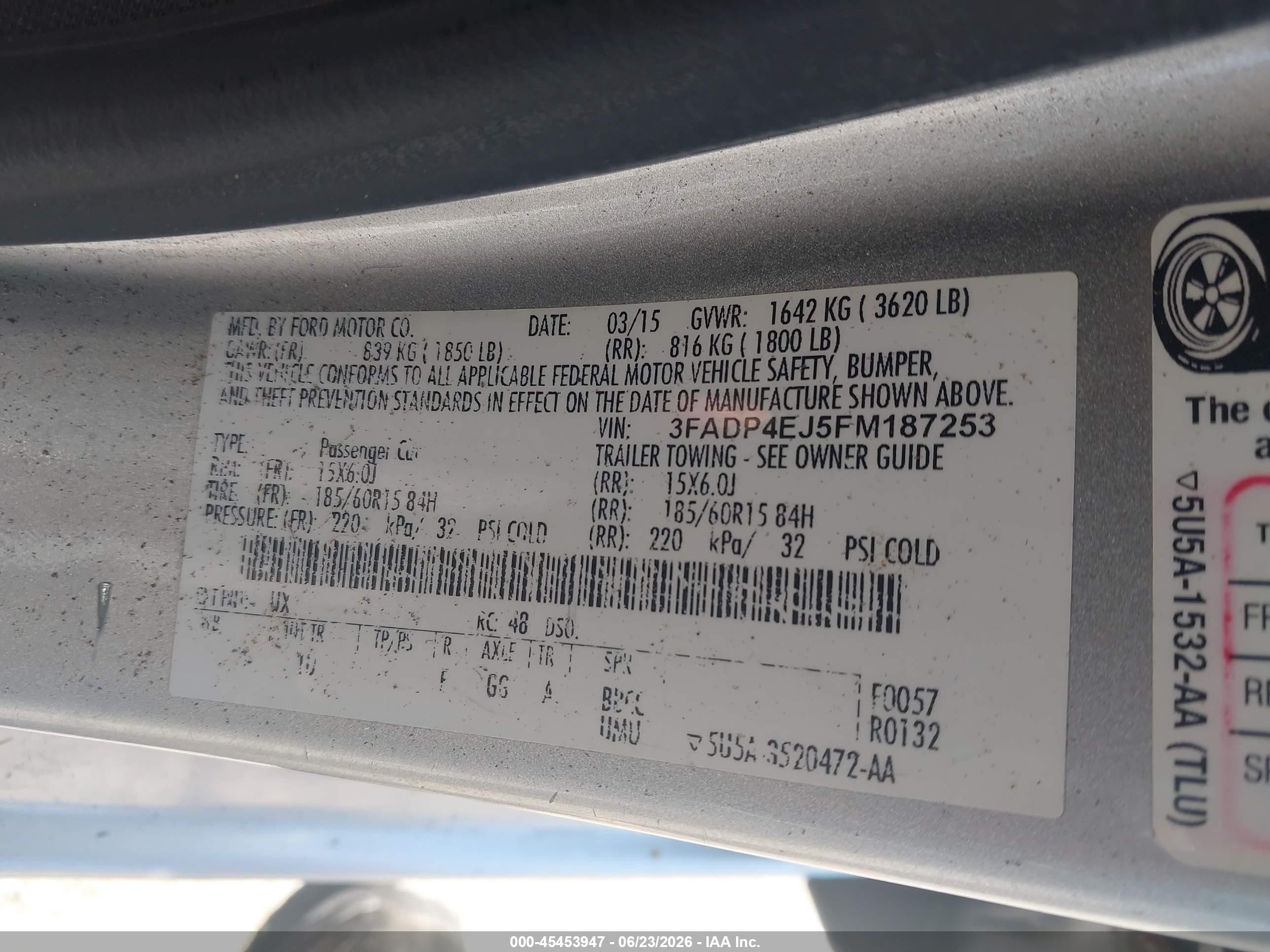 2015 Ford Fiesta Se Silver vin: 3FADP4EJ5FM187253