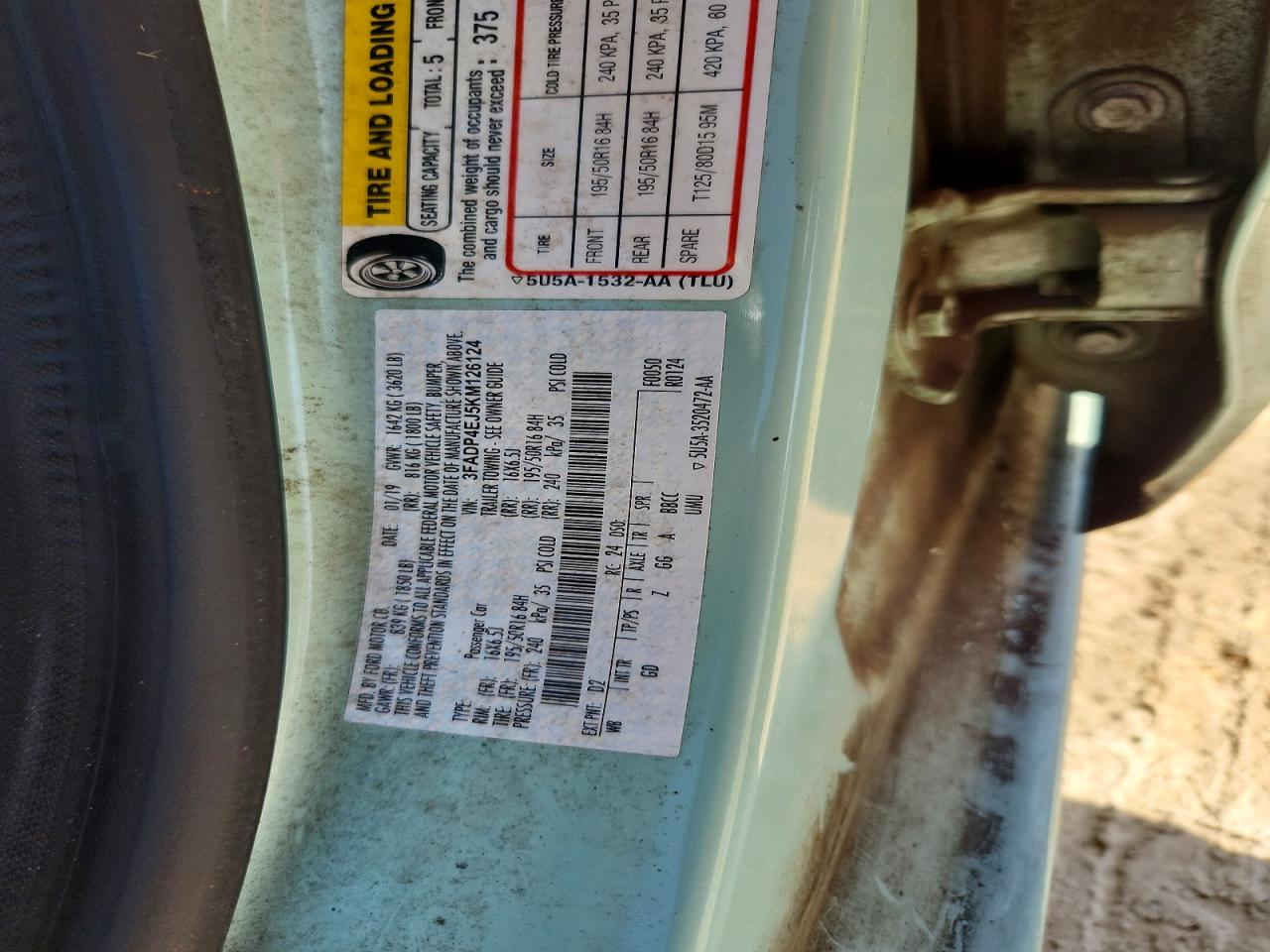 2019 Ford Fiesta Se Turquoise vin: 3FADP4EJ5KM126124