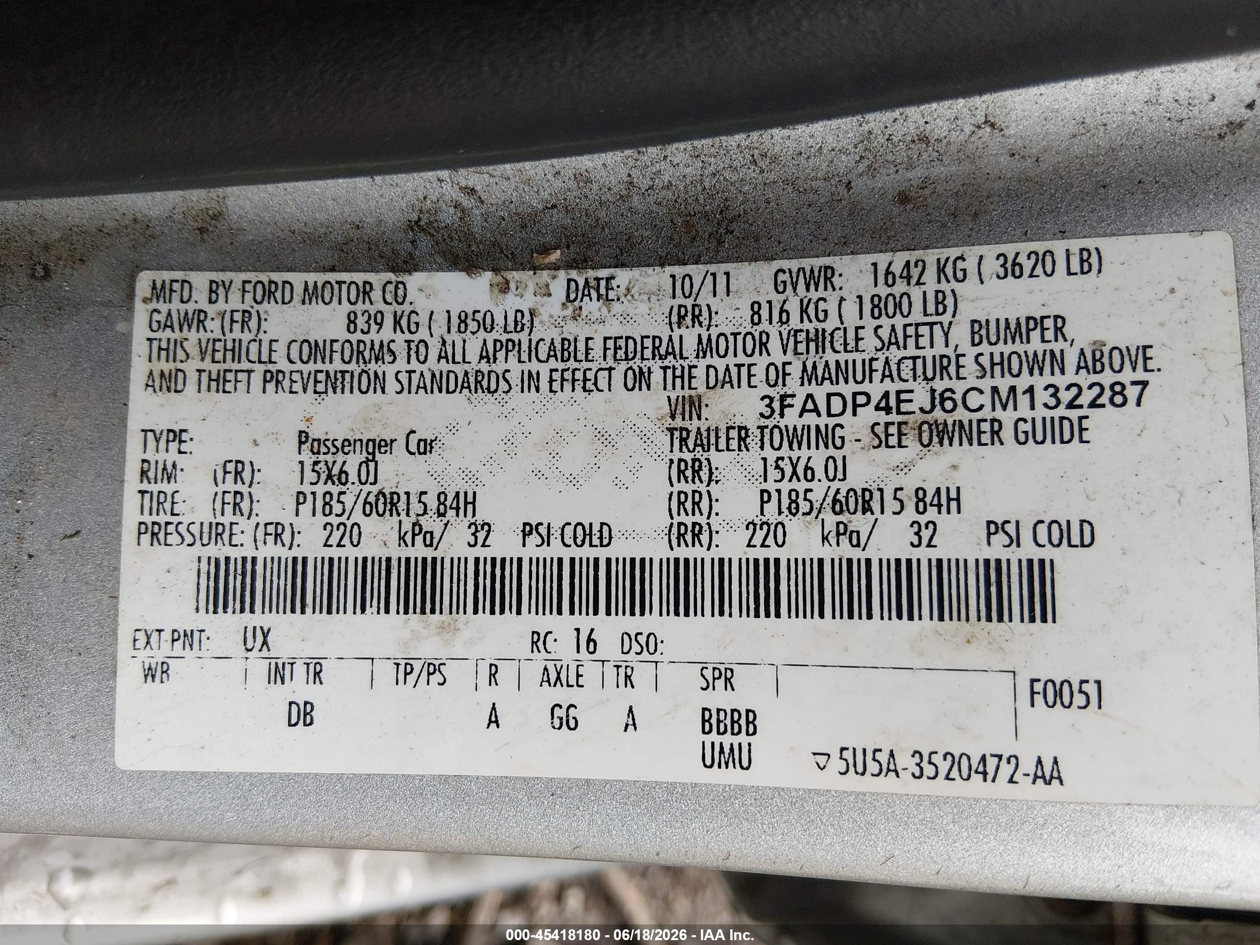 2012 Ford Fiesta Se Silver vin: 3FADP4EJ6CM132287