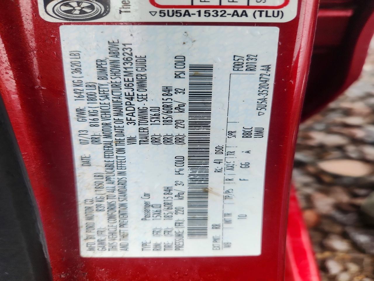 2014 Ford Fiesta Se Red vin: 3FADP4EJ6EM136231