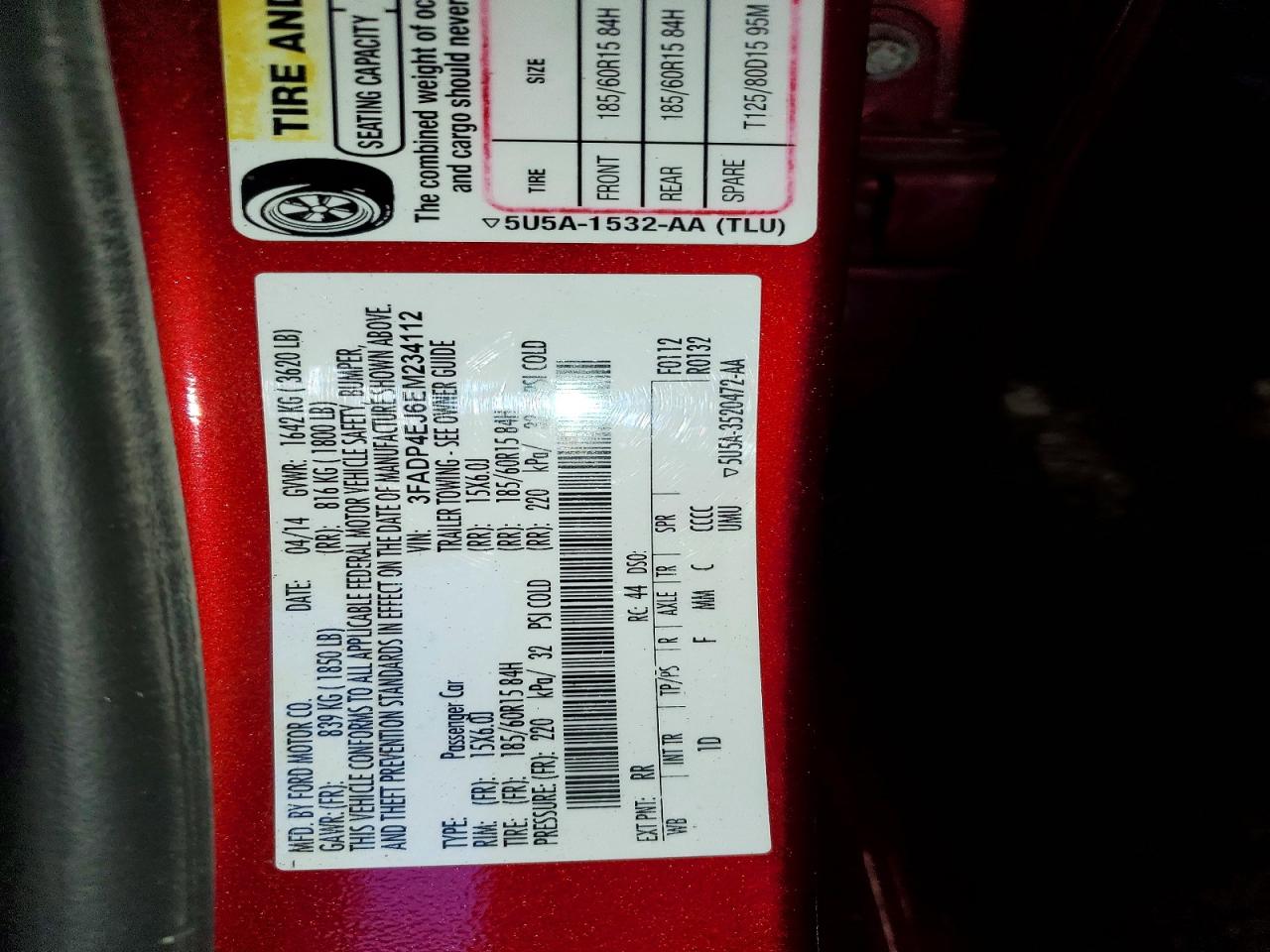 2014 Ford Fiesta Se Red vin: 3FADP4EJ6EM234112
