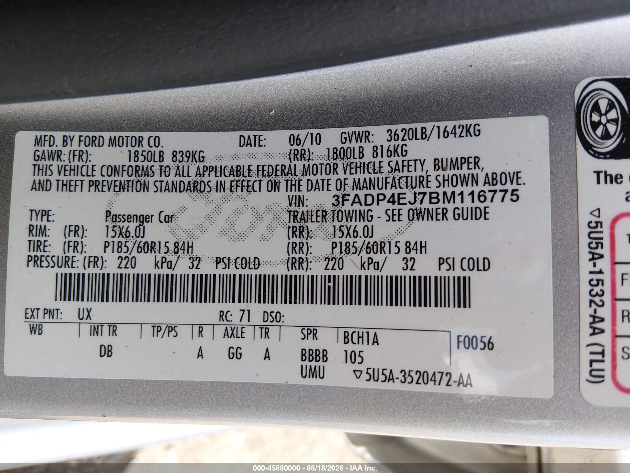2011 Ford Fiesta Se Silver vin: 3FADP4EJ7BM116775