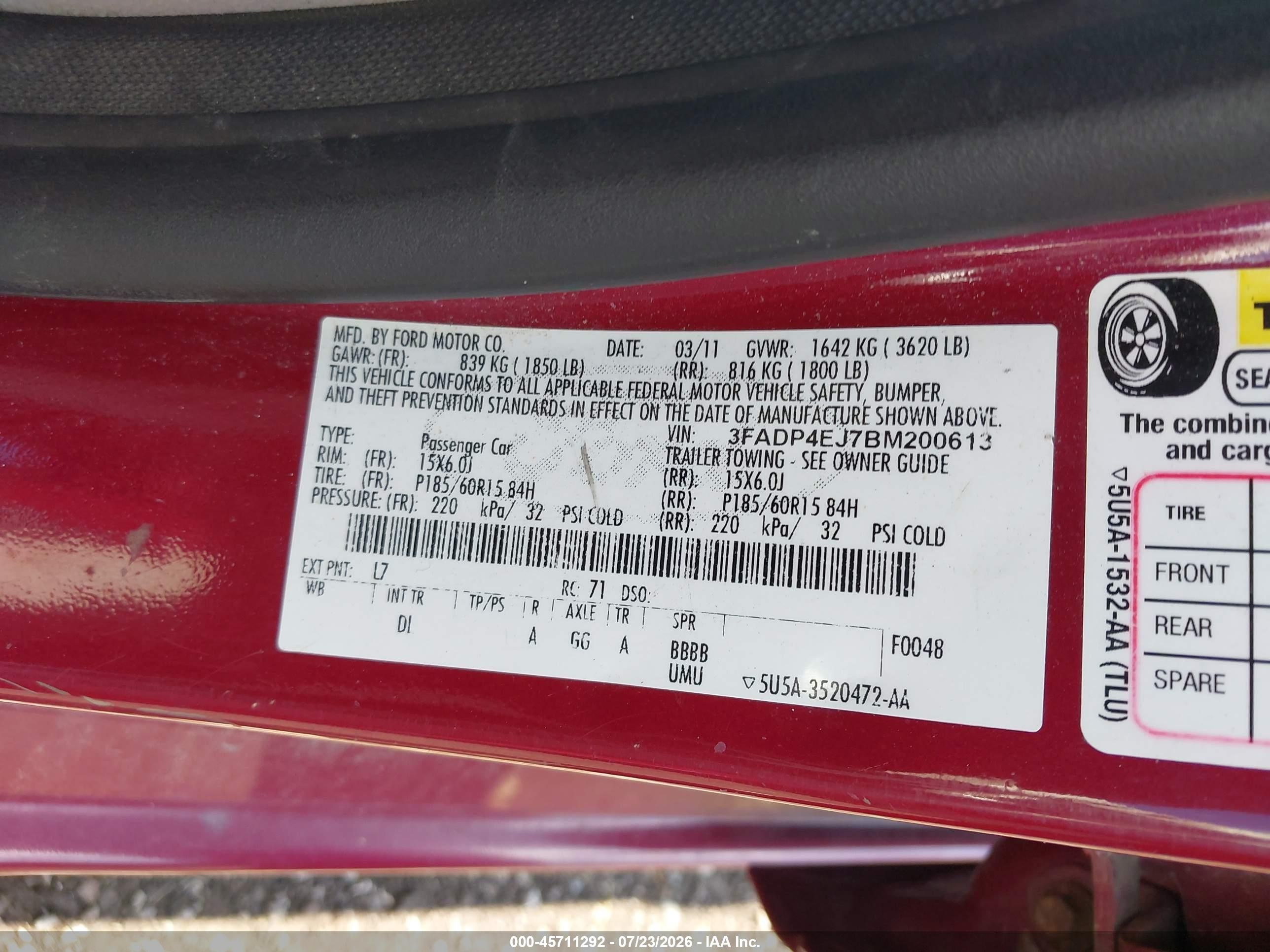 2011 Ford Fiesta Se Красный vin: 3FADP4EJ7BM200613