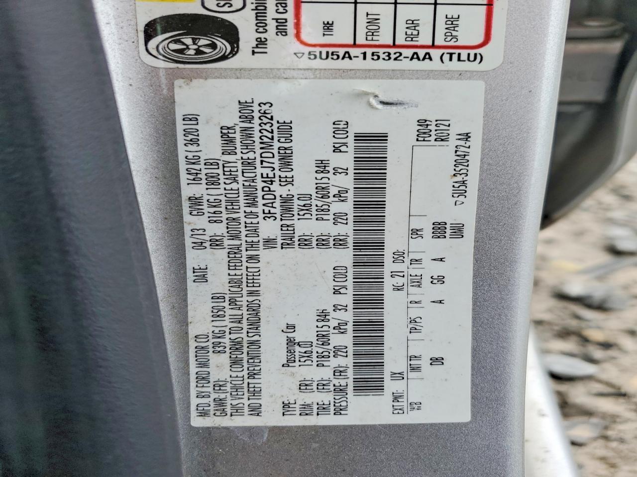 2013 Ford Fiesta Se Silver vin: 3FADP4EJ7DM223263