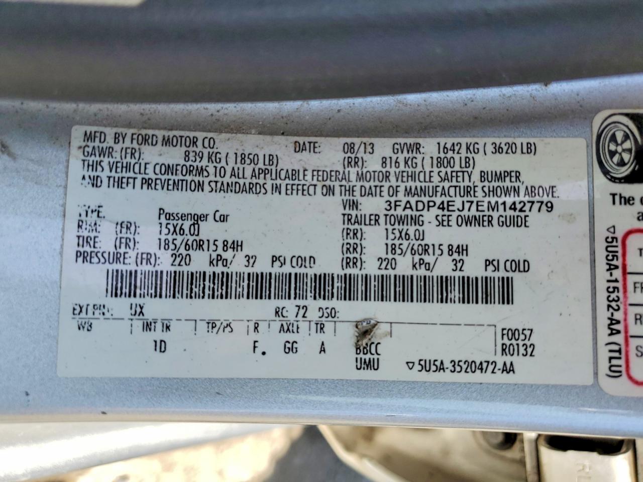 2014 Ford Fiesta Se Silver vin: 3FADP4EJ7EM142779