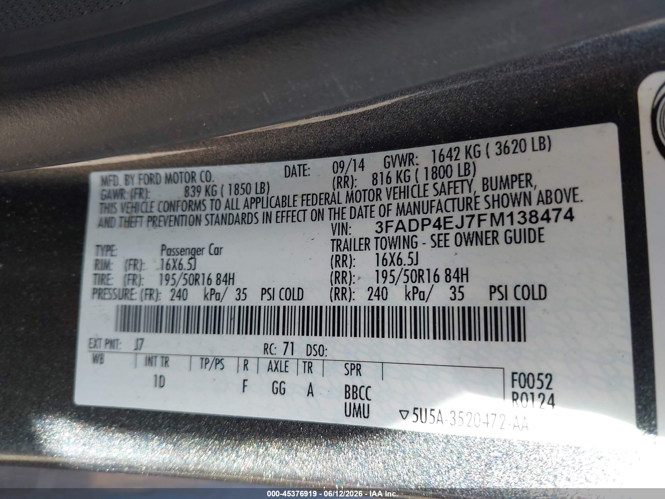 2015 Ford Fiesta Se Gray vin: 3FADP4EJ7FM138474