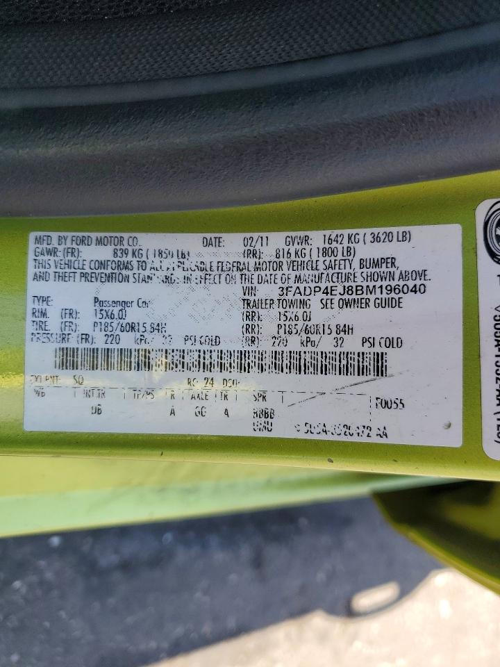 2011 Ford Fiesta Se Green vin: 3FADP4EJ8BM196040