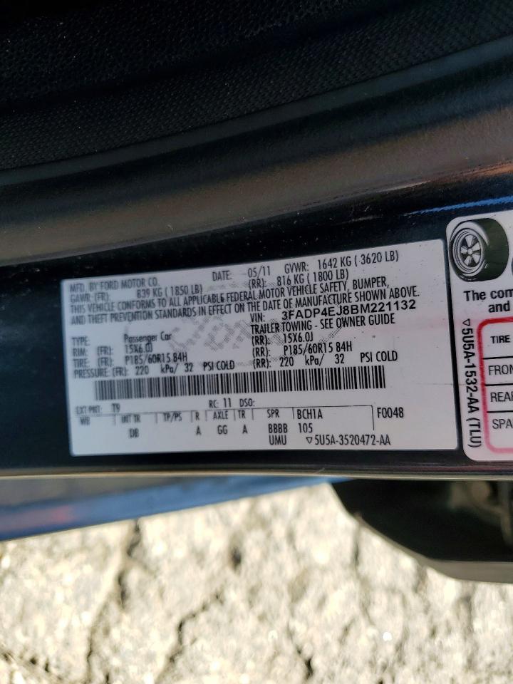 2011 Ford Fiesta Se Угольный vin: 3FADP4EJ8BM221132