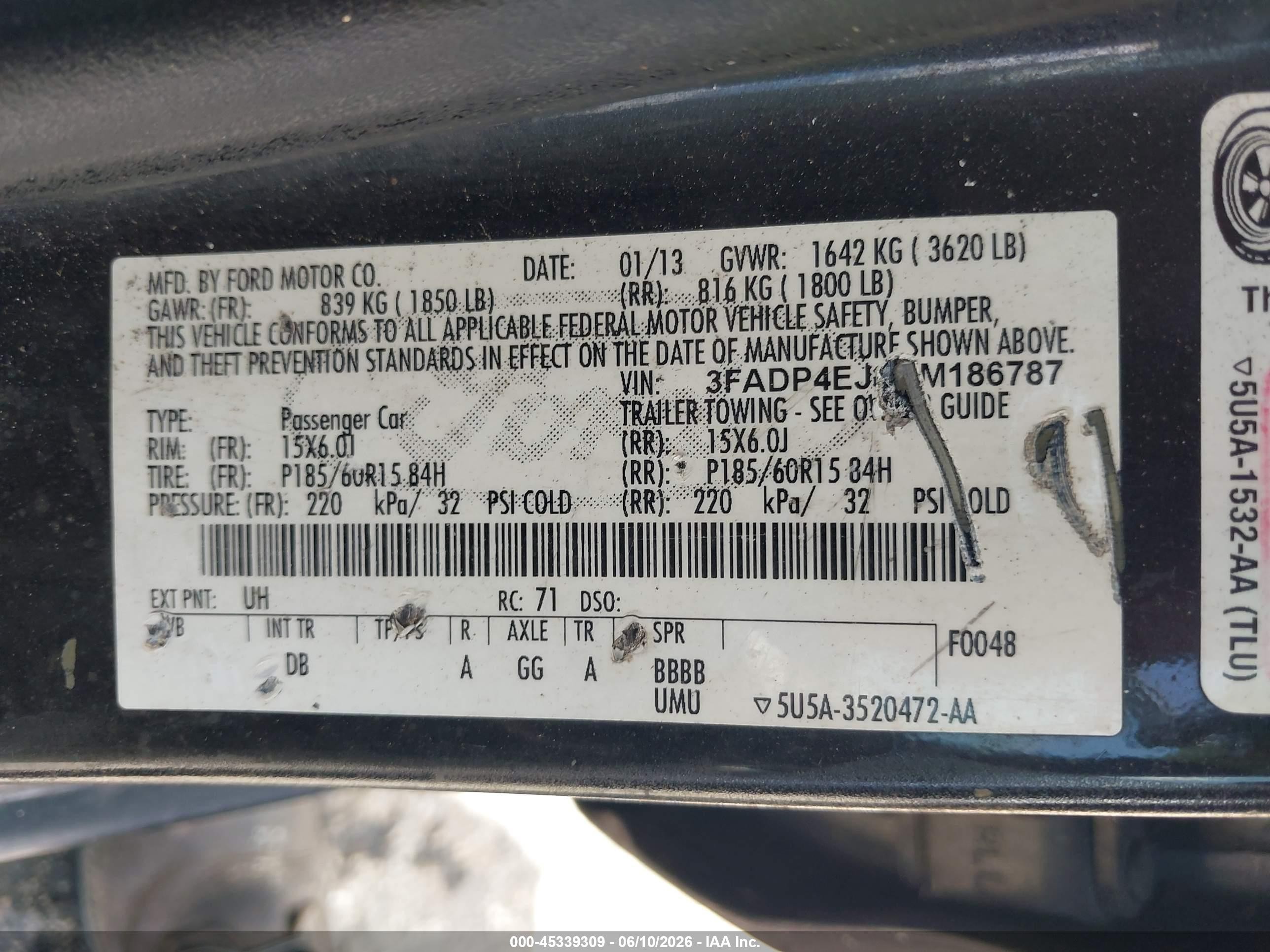2013 Ford Fiesta Se Black vin: 3FADP4EJ8DM186787