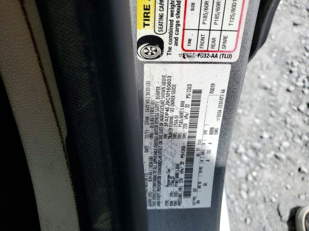 2012 Ford Fiesta Se White vin: 3FADP4EJ9CM160603