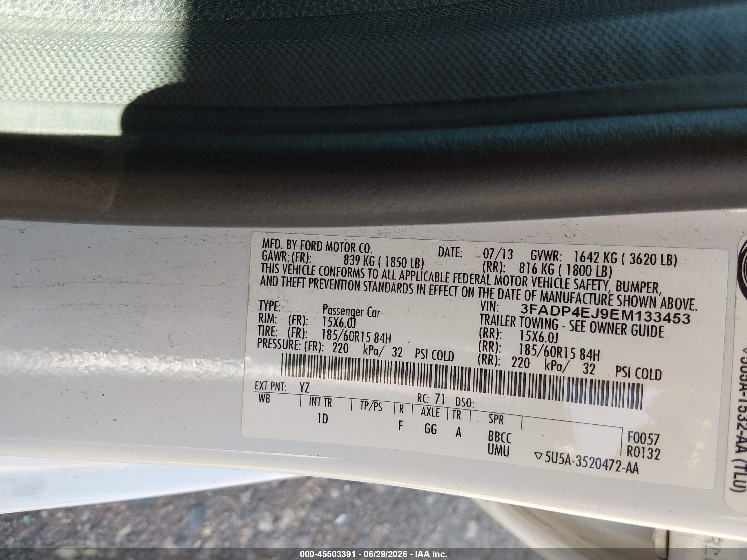 2014 Ford Fiesta Se White vin: 3FADP4EJ9EM133453